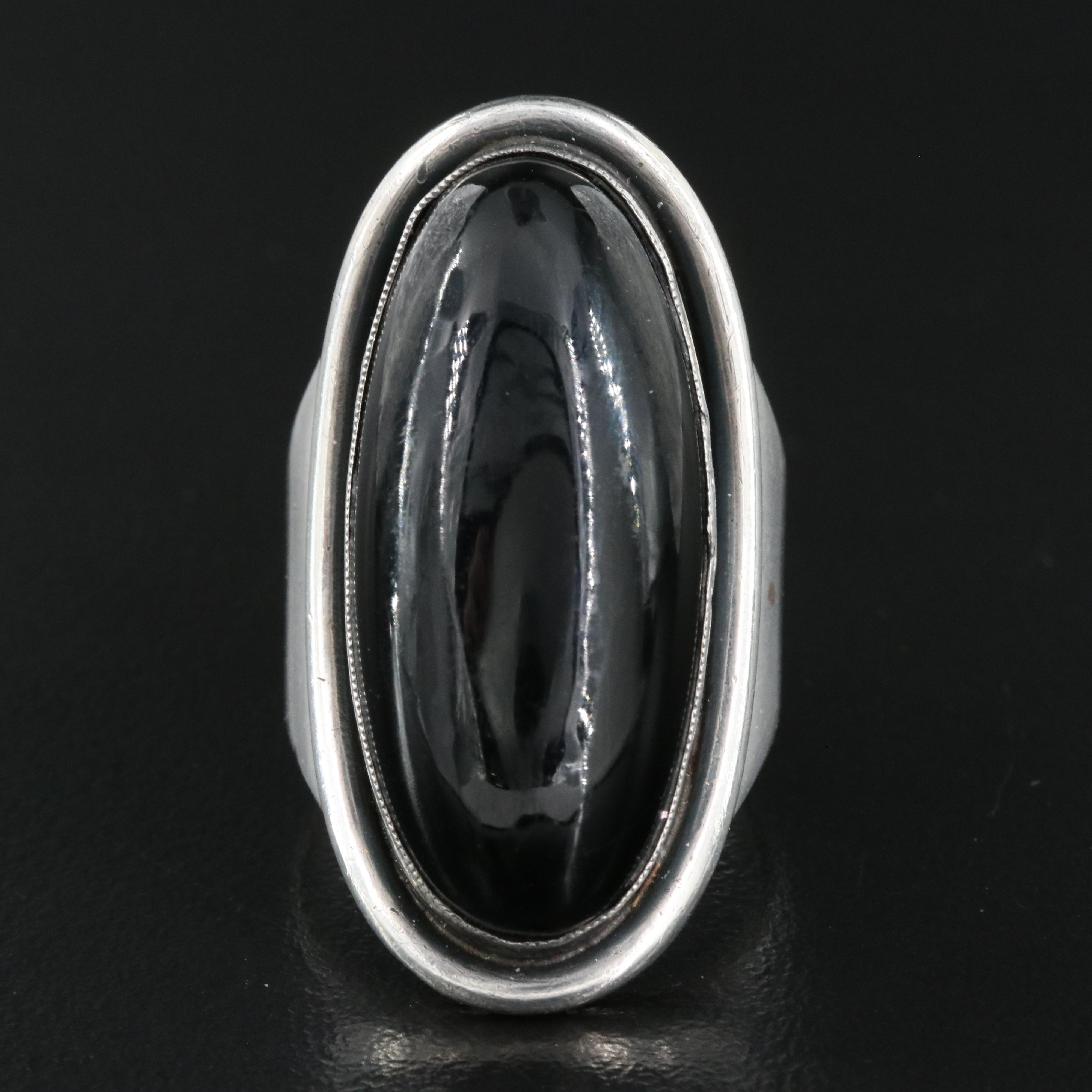 Danish Modernist Carl Ove Frydensberg Sterling Blacks Onyx Ring