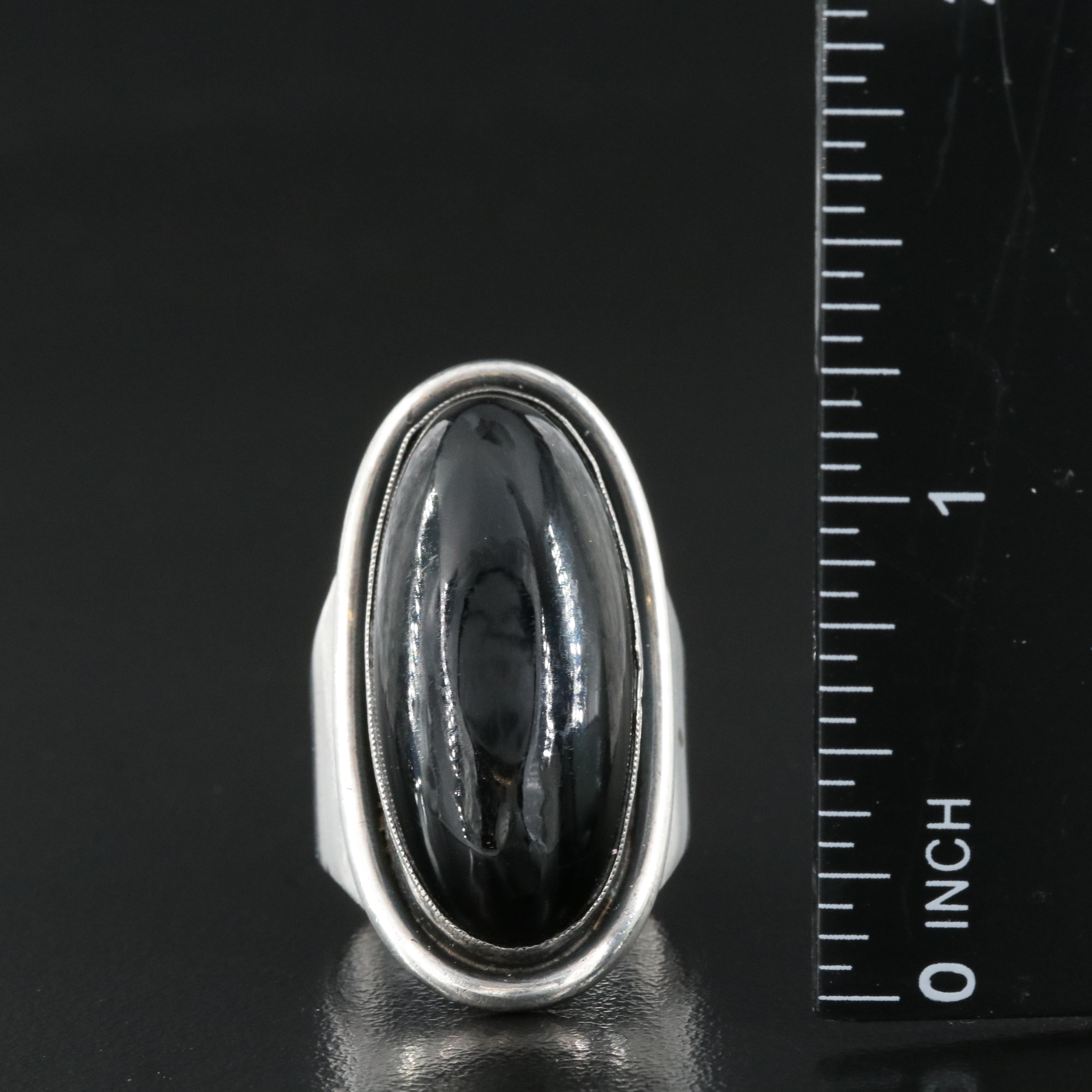 Danish Modernist Carl Ove Frydensberg Sterling Blacks Onyx Ring