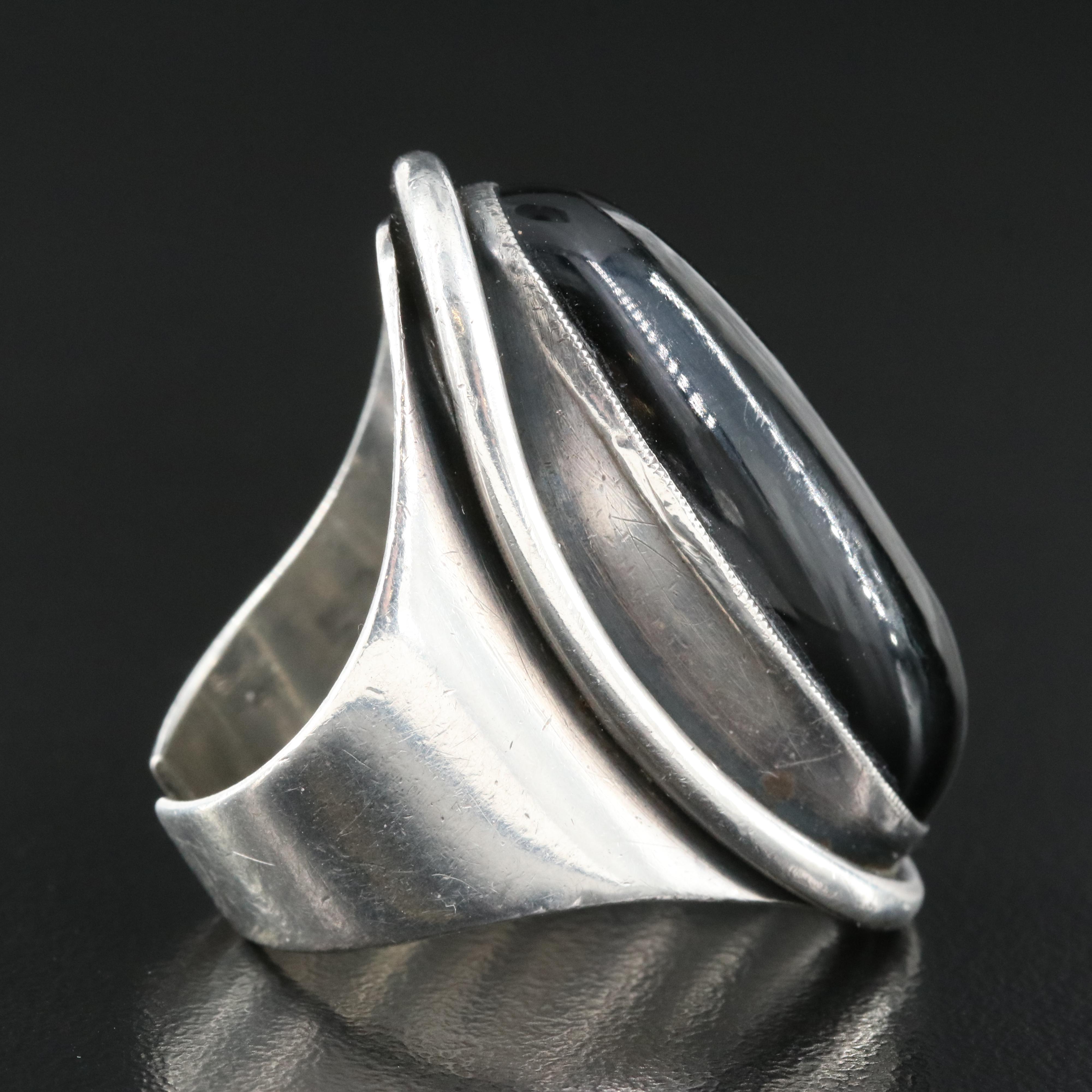 Danish Modernist Carl Ove Frydensberg Sterling Blacks Onyx Ring