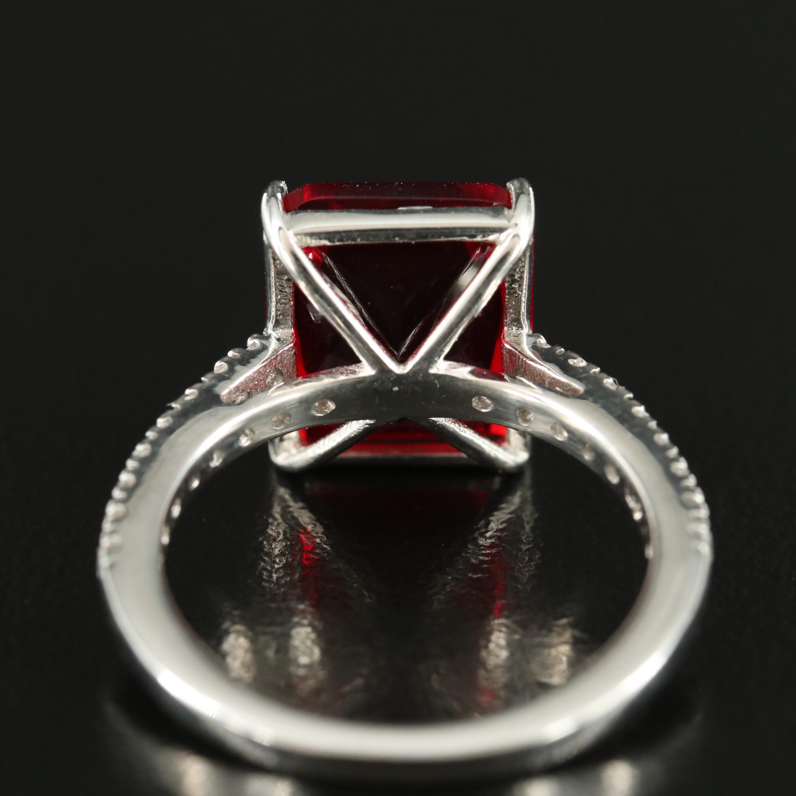 Sterling Cubic Zirconia and Glass Ring