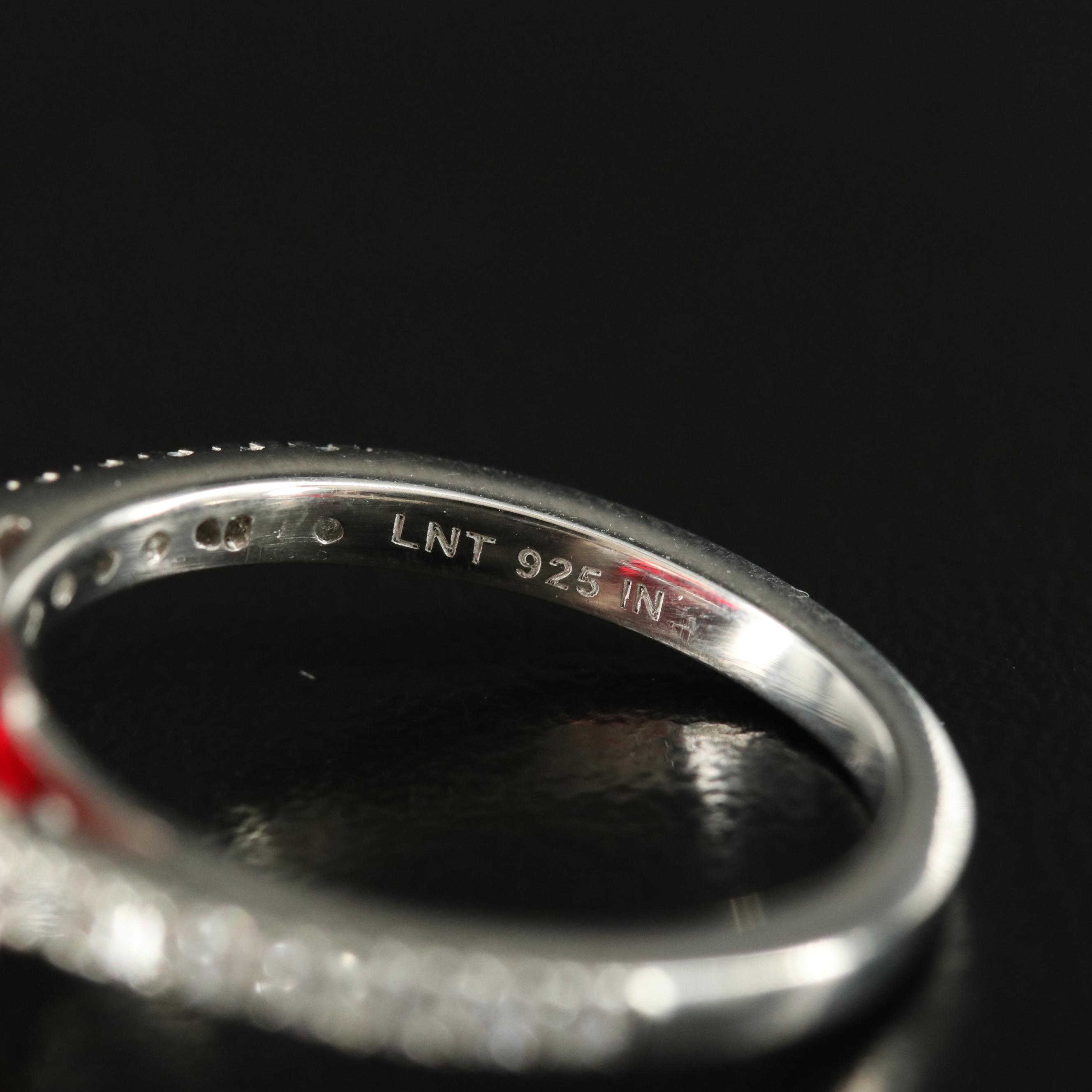 Sterling Cubic Zirconia and Glass Ring