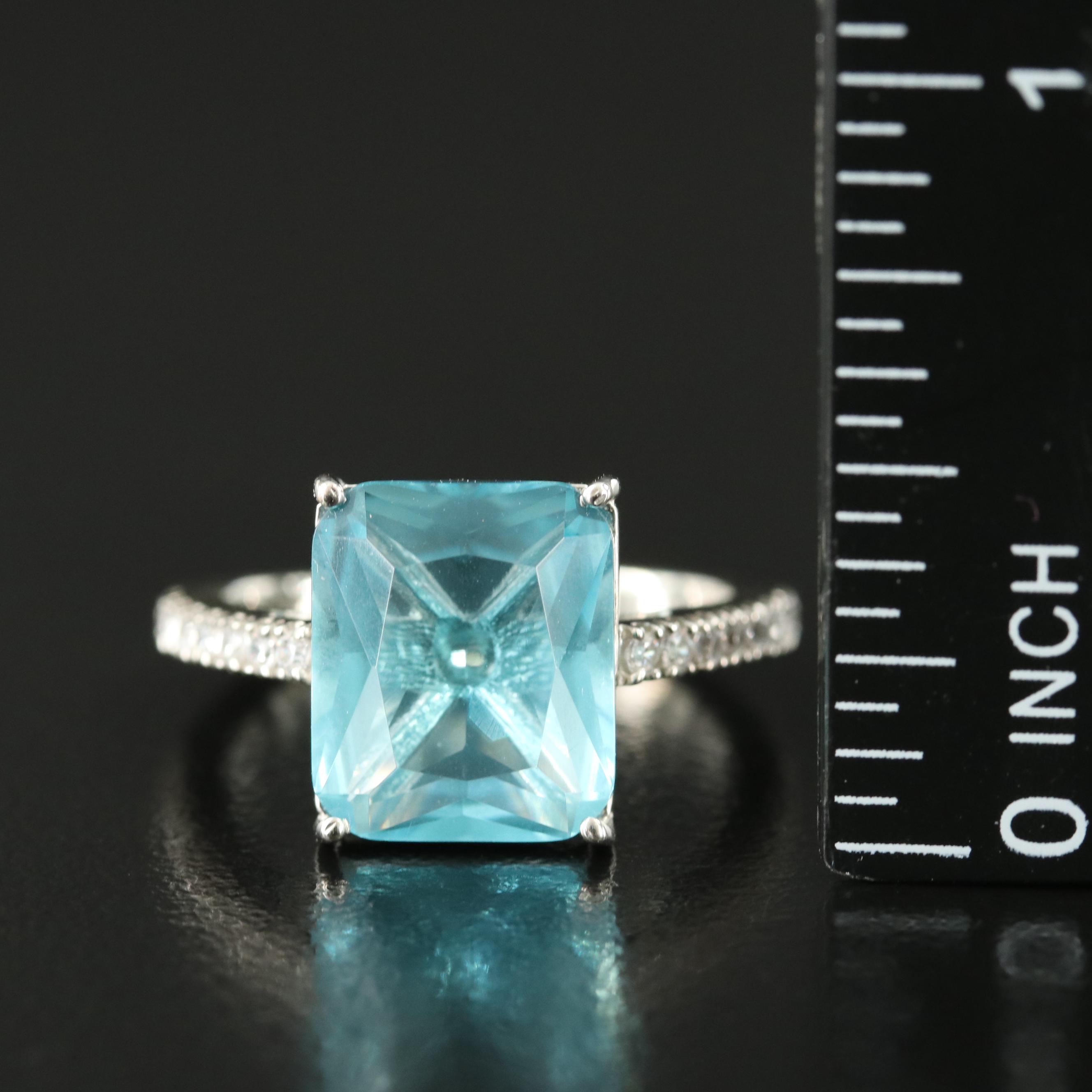 Sterling Cubic Zirconia and Glass Ring
