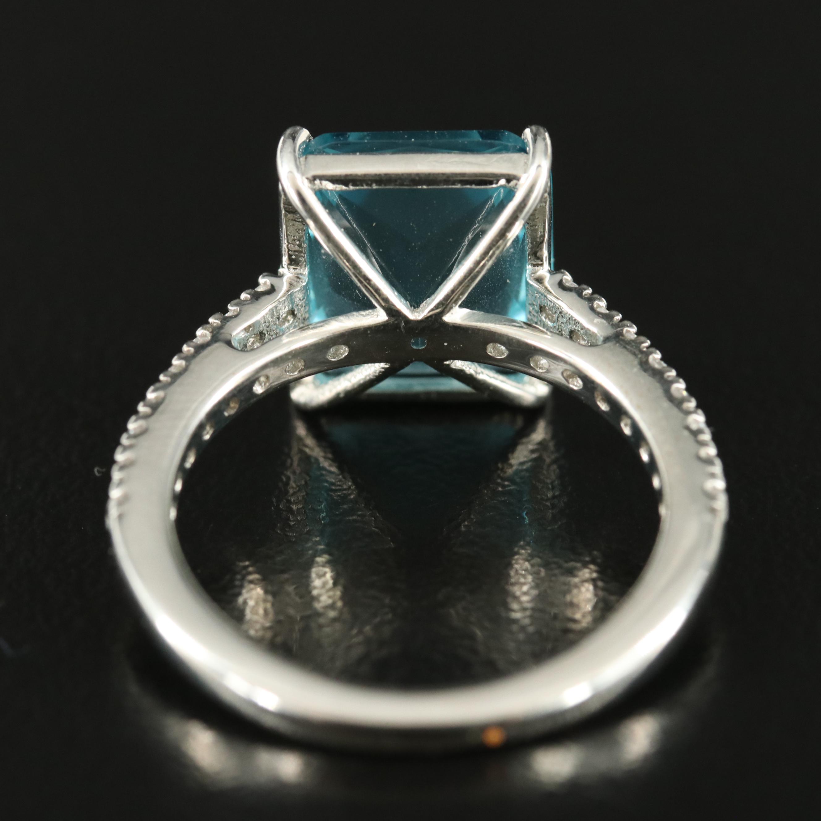 Sterling Cubic Zirconia and Glass Ring