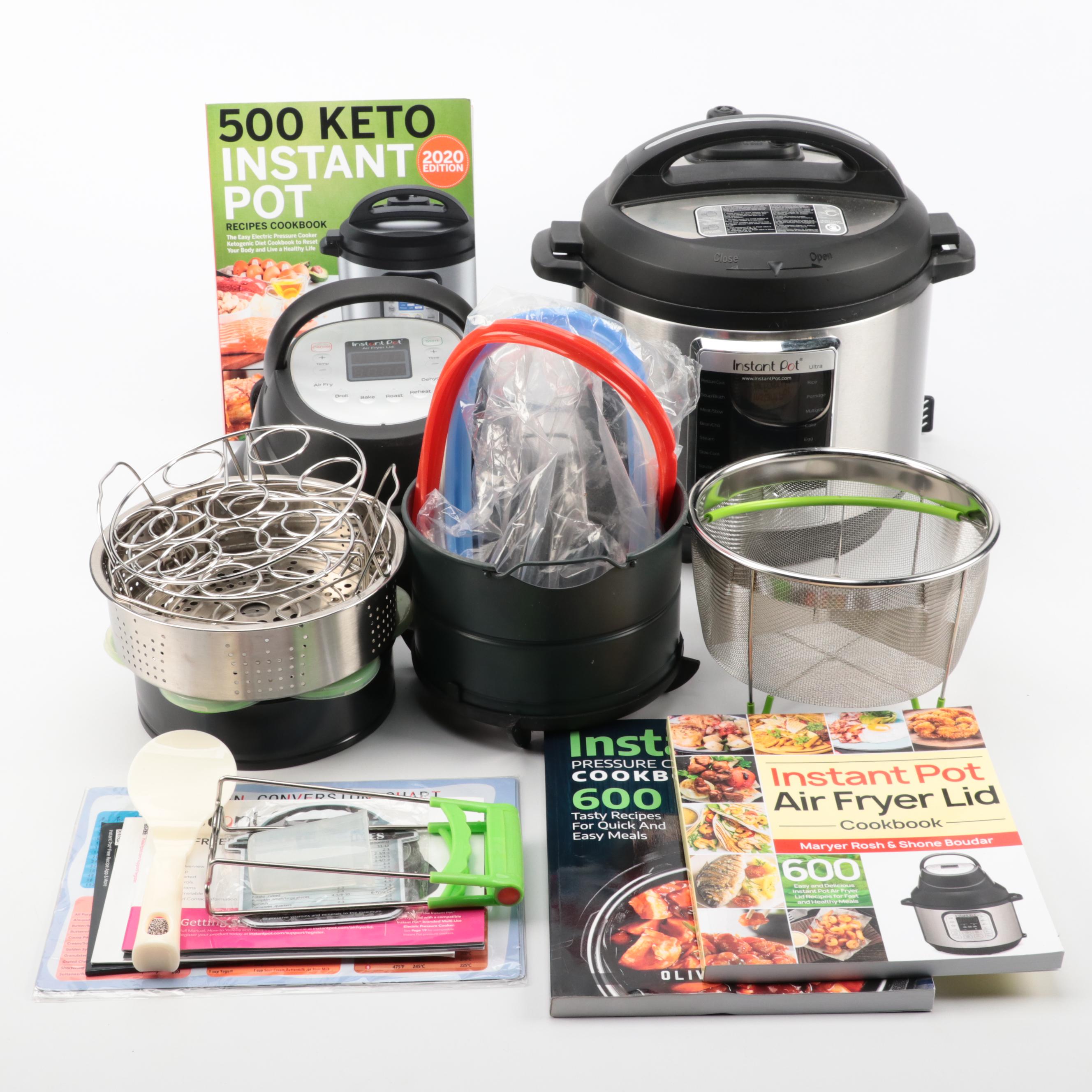 Insta Pot Ultra with Accessories and Cookbooks