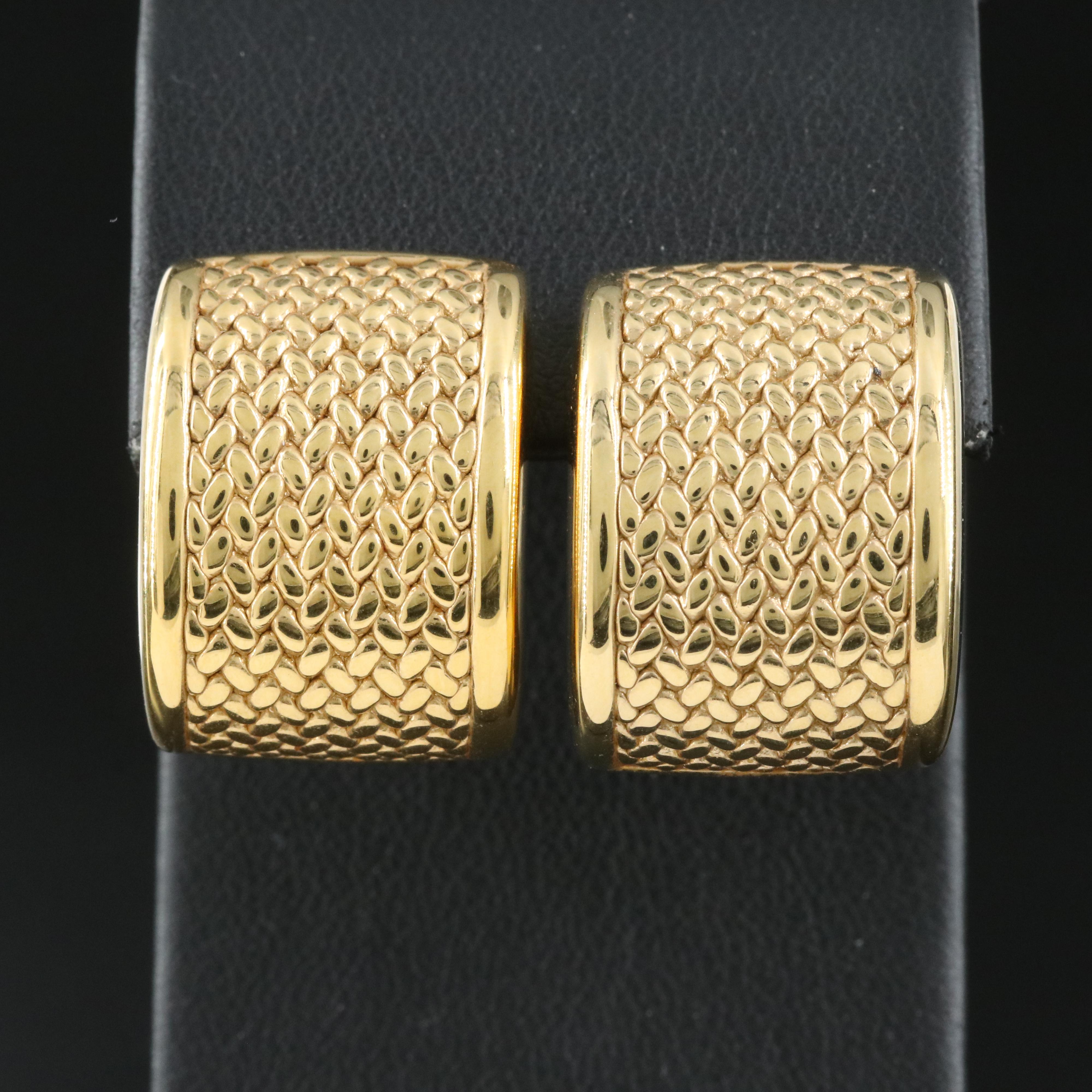 Italian 18K Textured Half Hoop Earrings