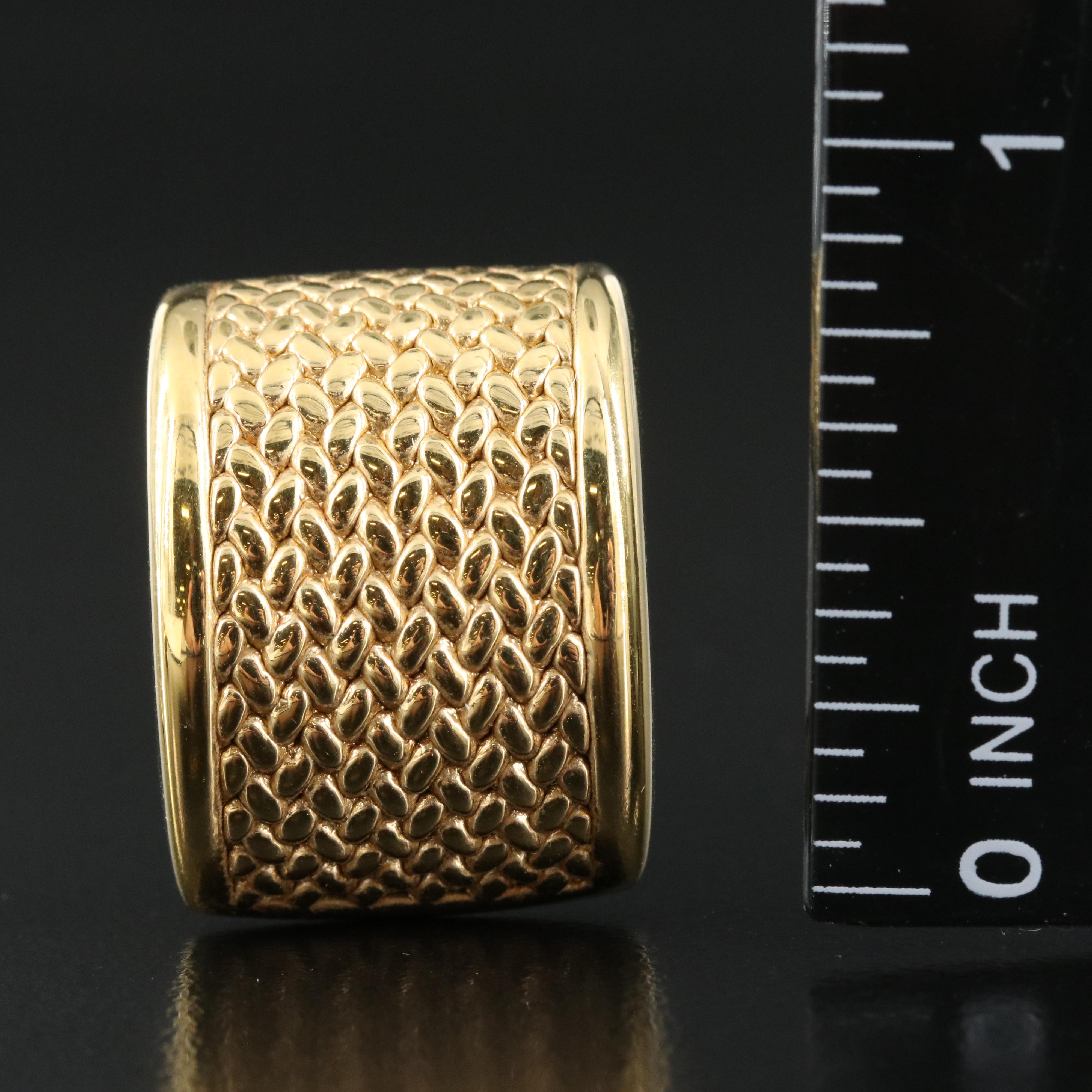 Italian 18K Textured Half Hoop Earrings