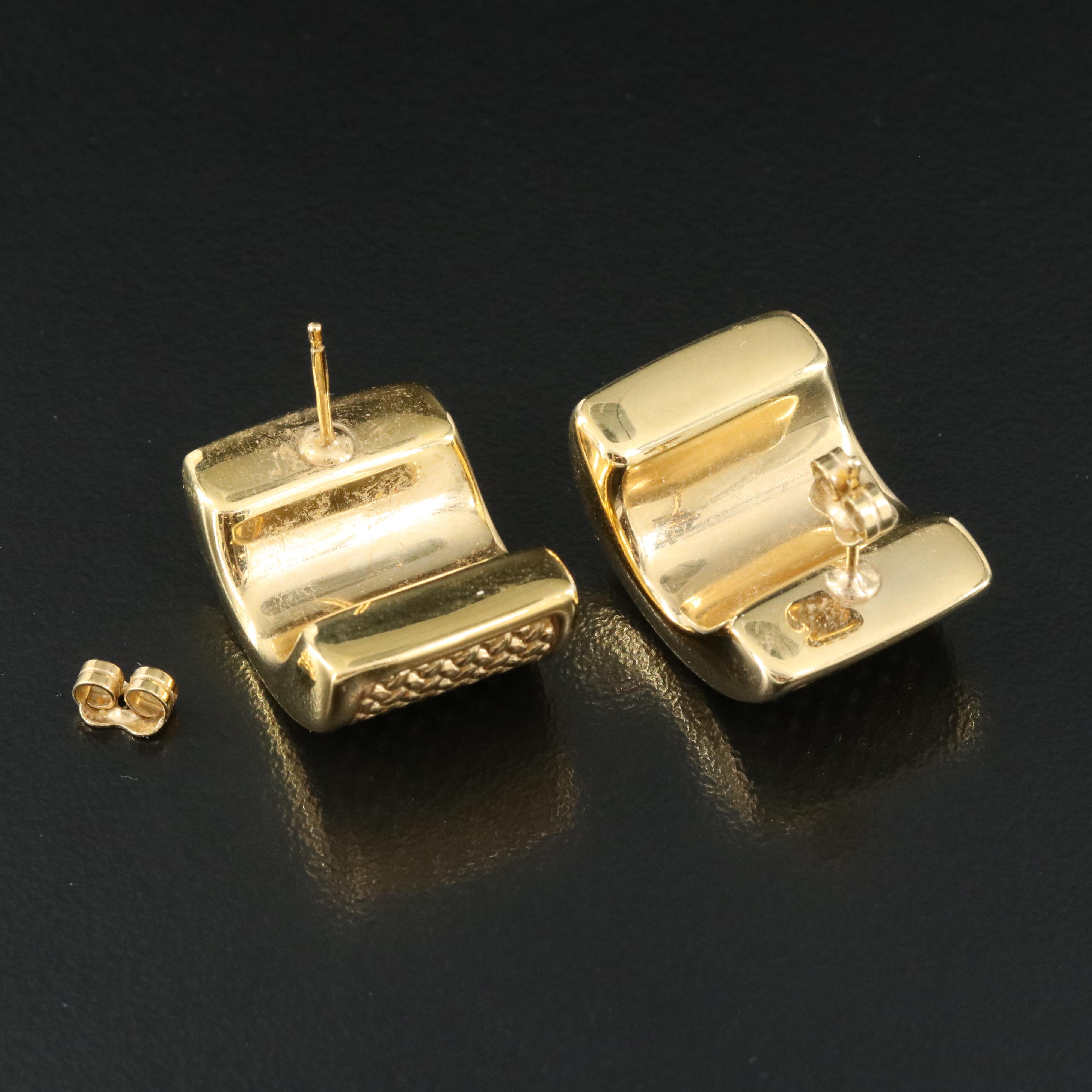 Italian 18K Textured Half Hoop Earrings