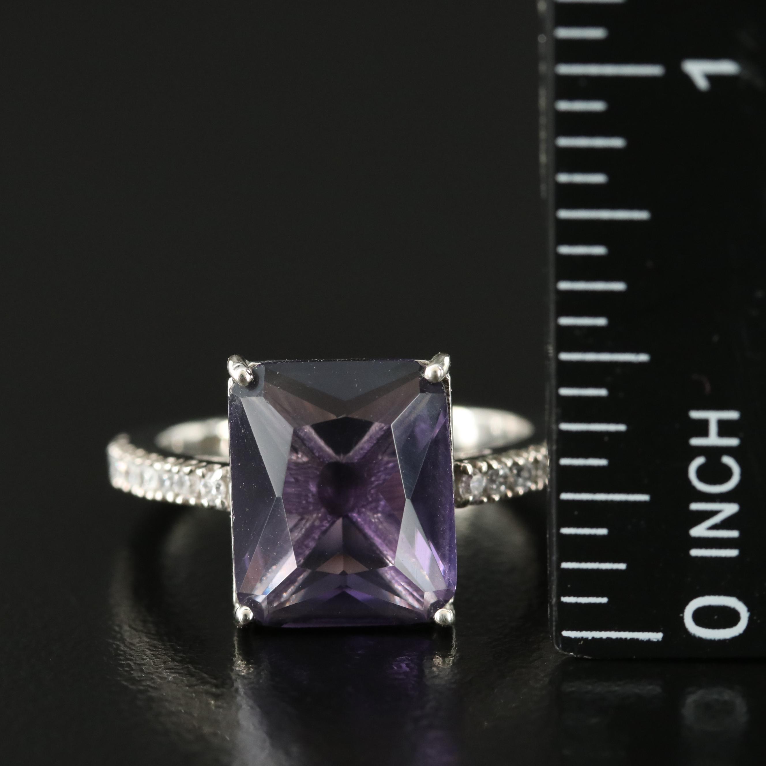 Sterling Cubic Zirconia and Glass Ring