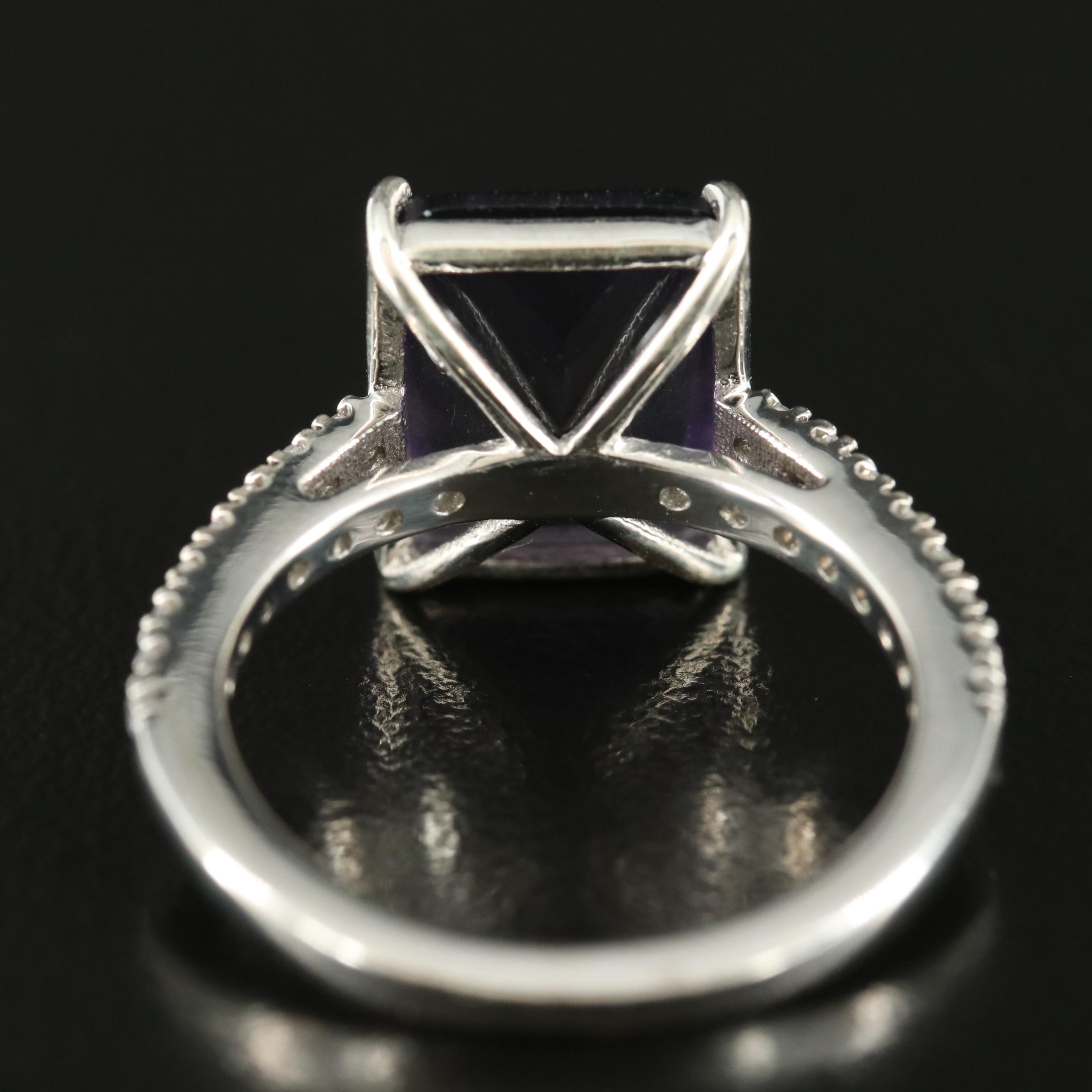 Sterling Cubic Zirconia and Glass Ring