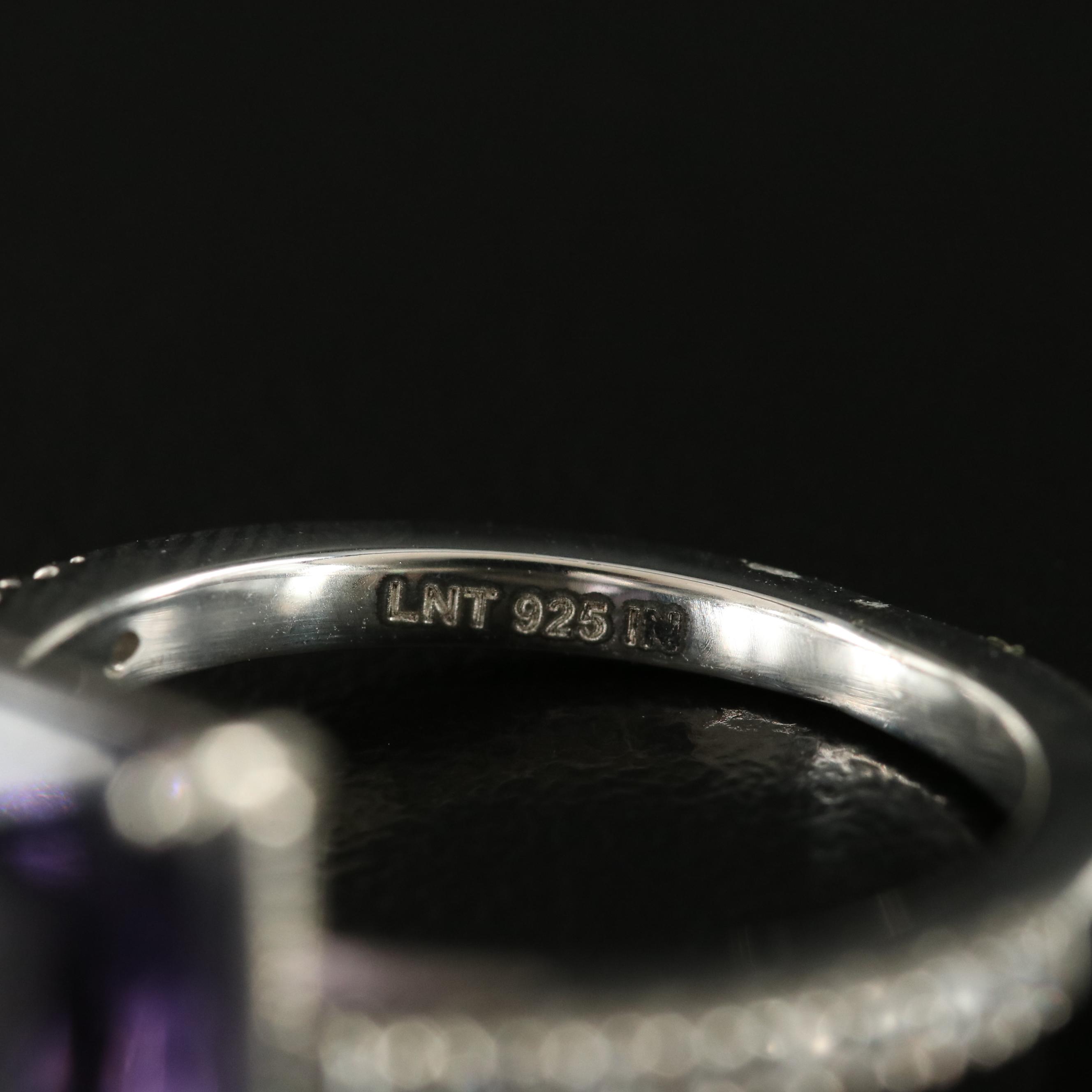 Sterling Cubic Zirconia and Glass Ring