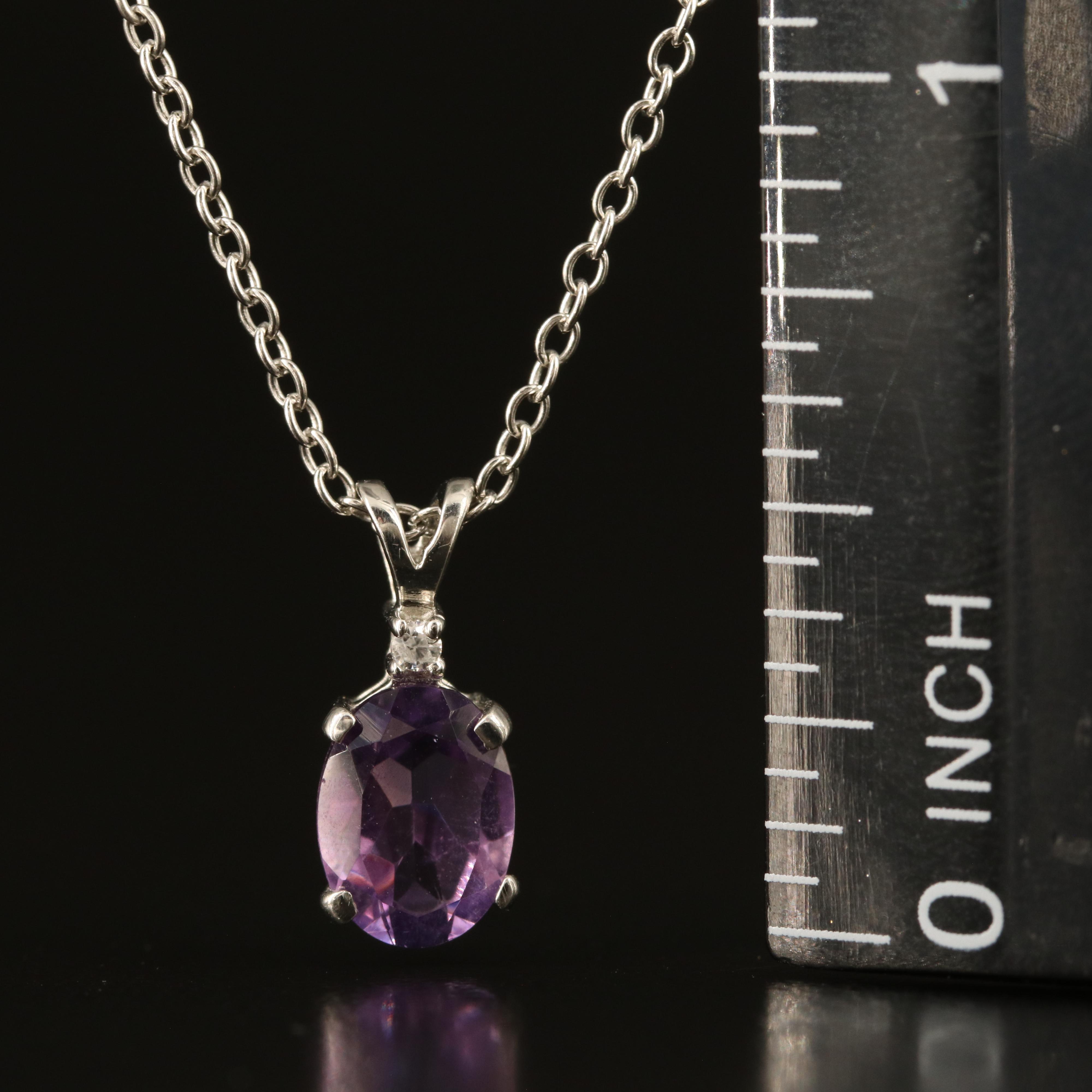 Sterling Amethyst and Zircon Pendant Necklace