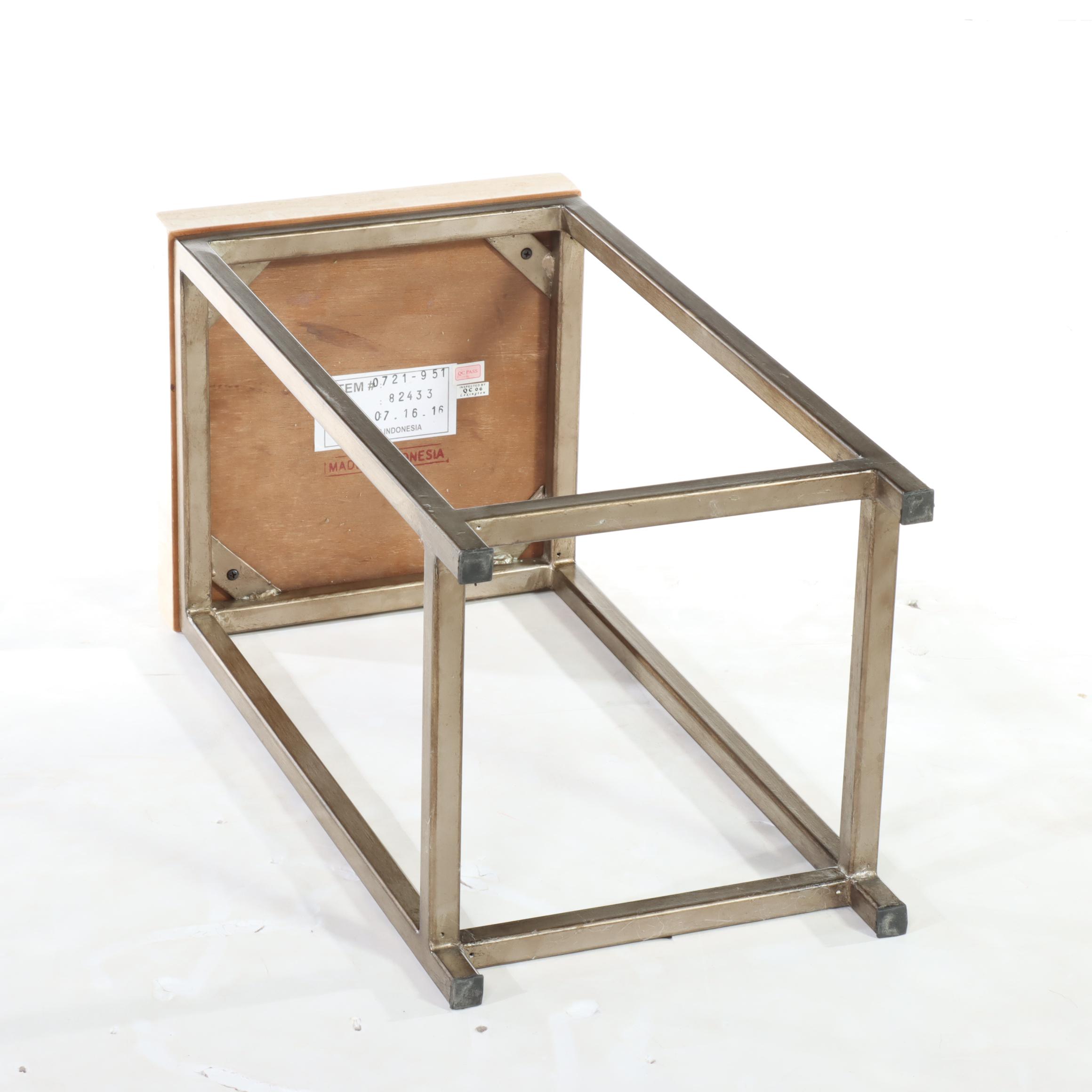 Lexington Furniture Modernist Style Gilt Metal and Travertine Top Side Table