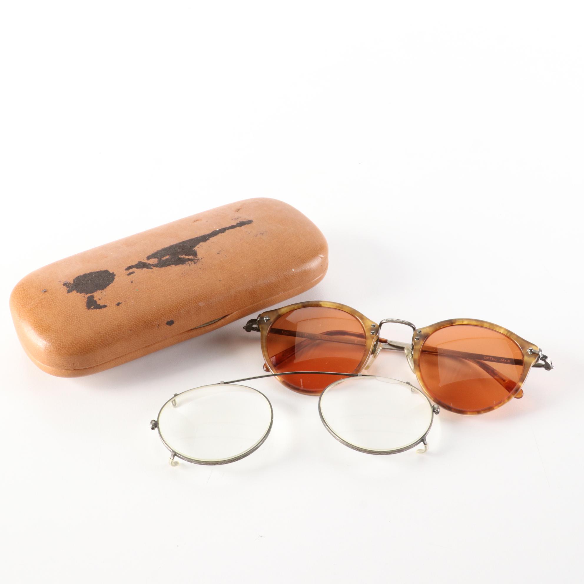 Oliver Peoples Sunglasses with Prescription Clip-Ons and Case