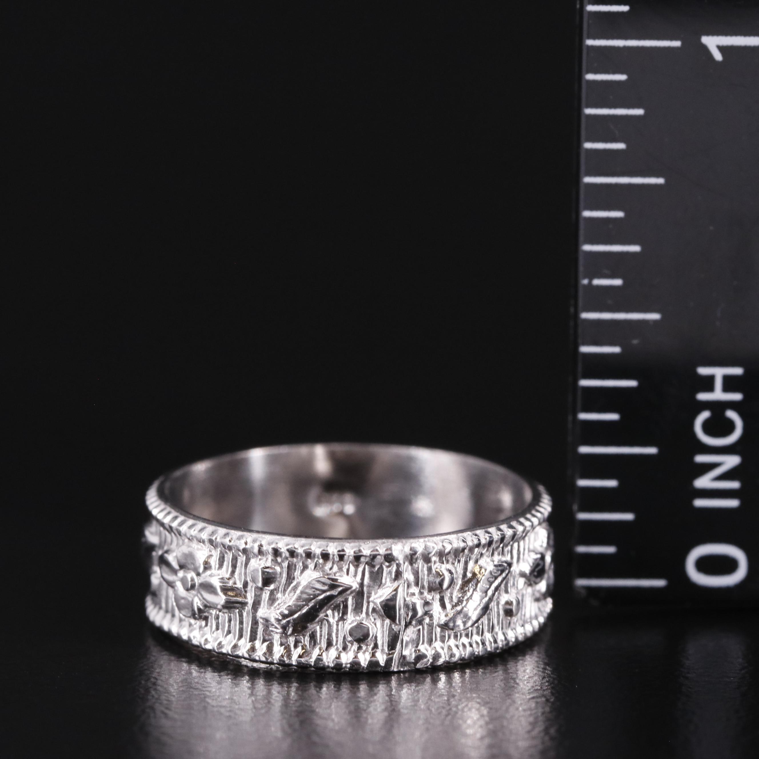 Sterling Coin Edge Floral Band