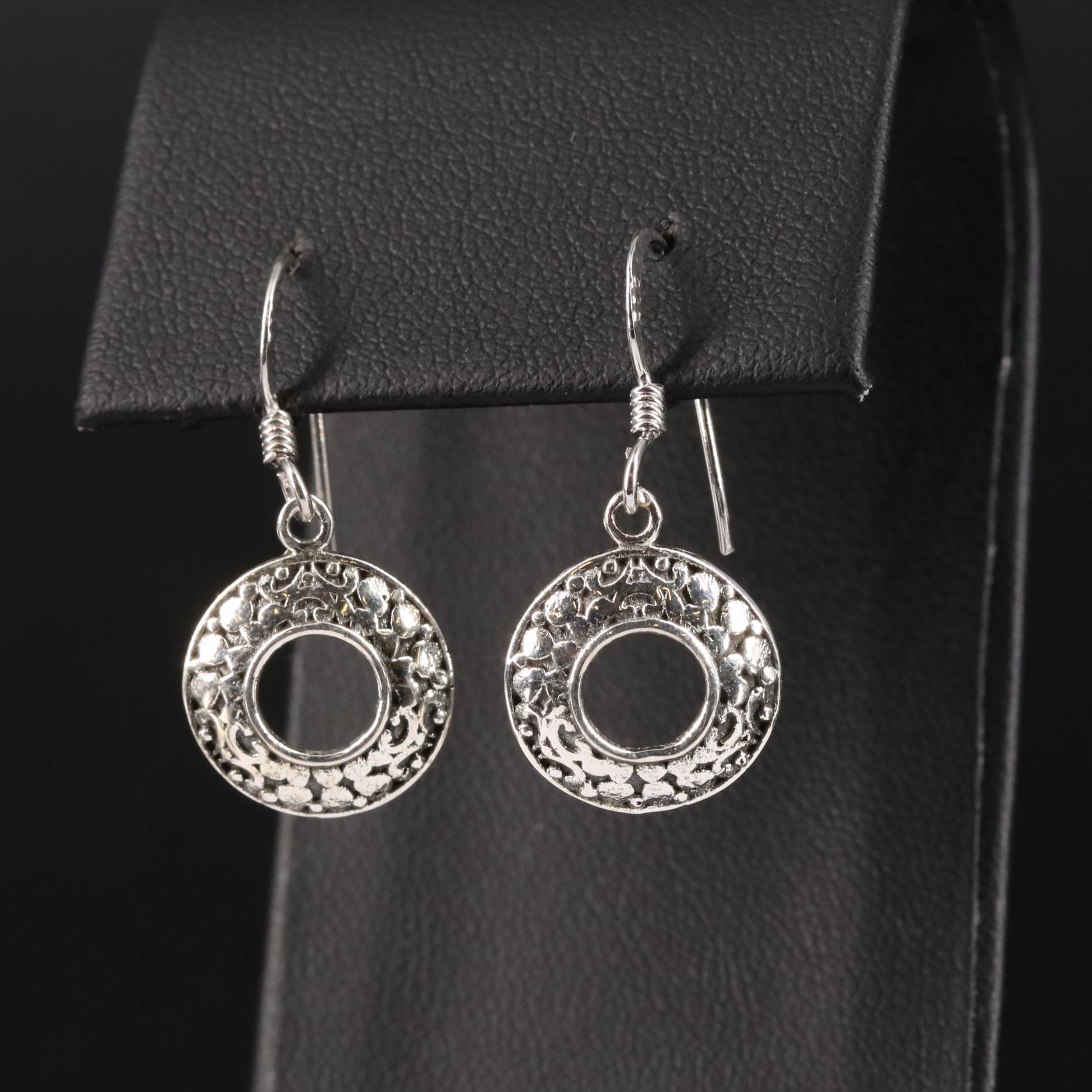 Sterling Drop Hoop Earrings