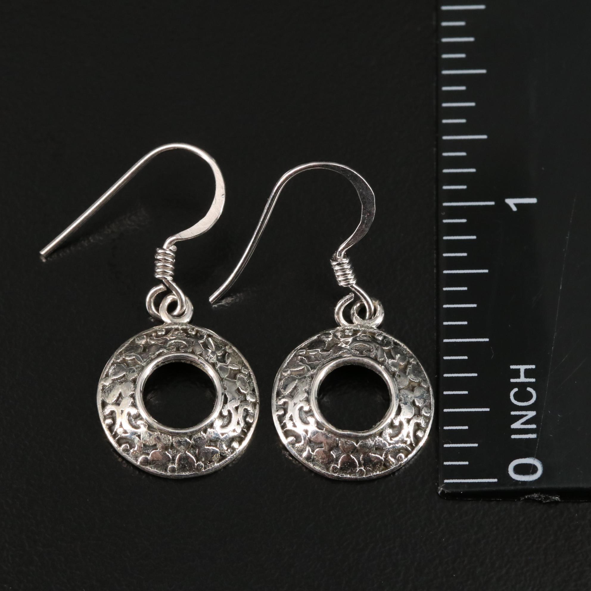 Sterling Drop Hoop Earrings