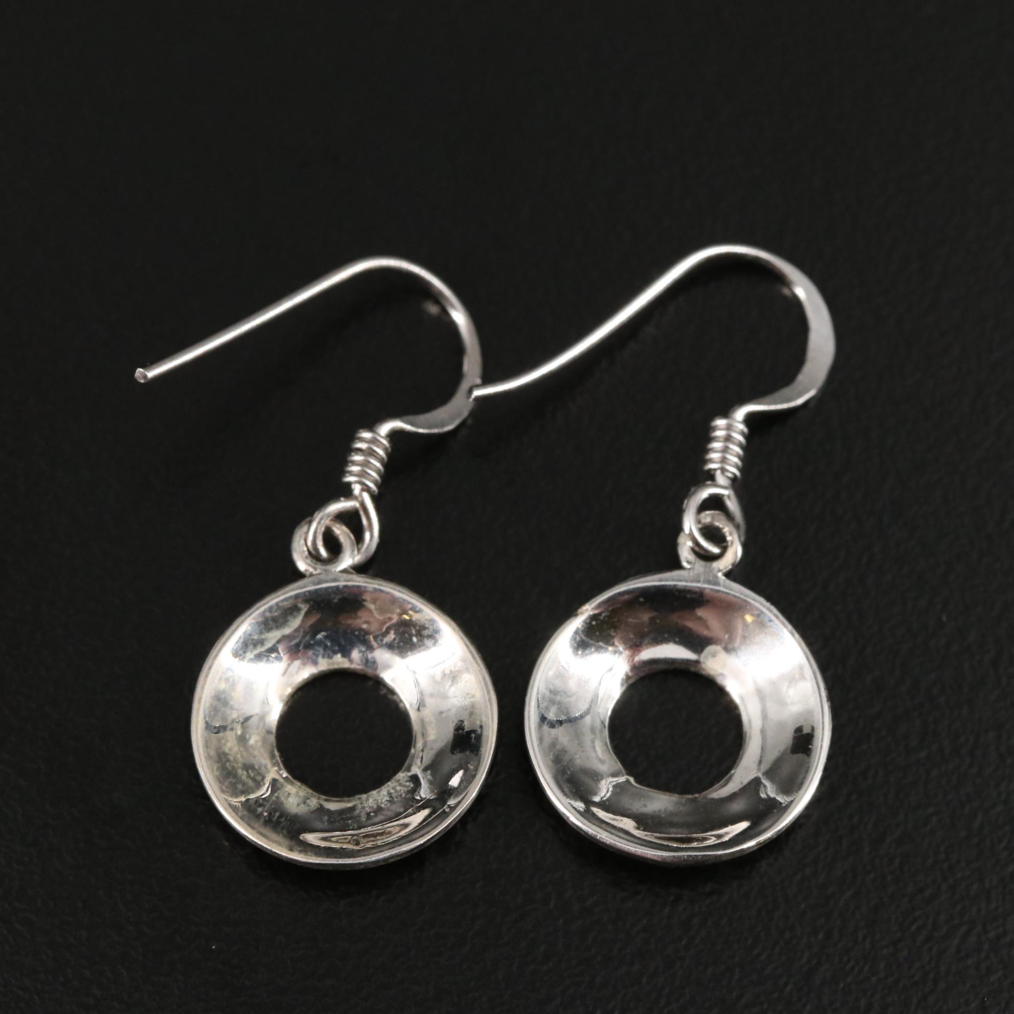 Sterling Drop Hoop Earrings
