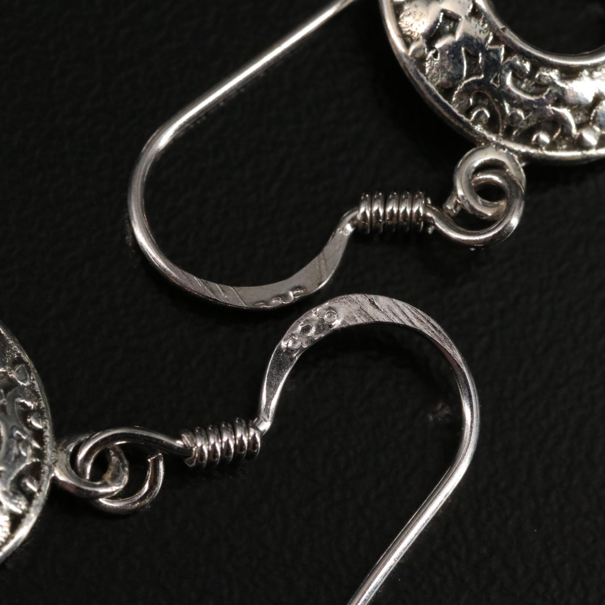 Sterling Drop Hoop Earrings