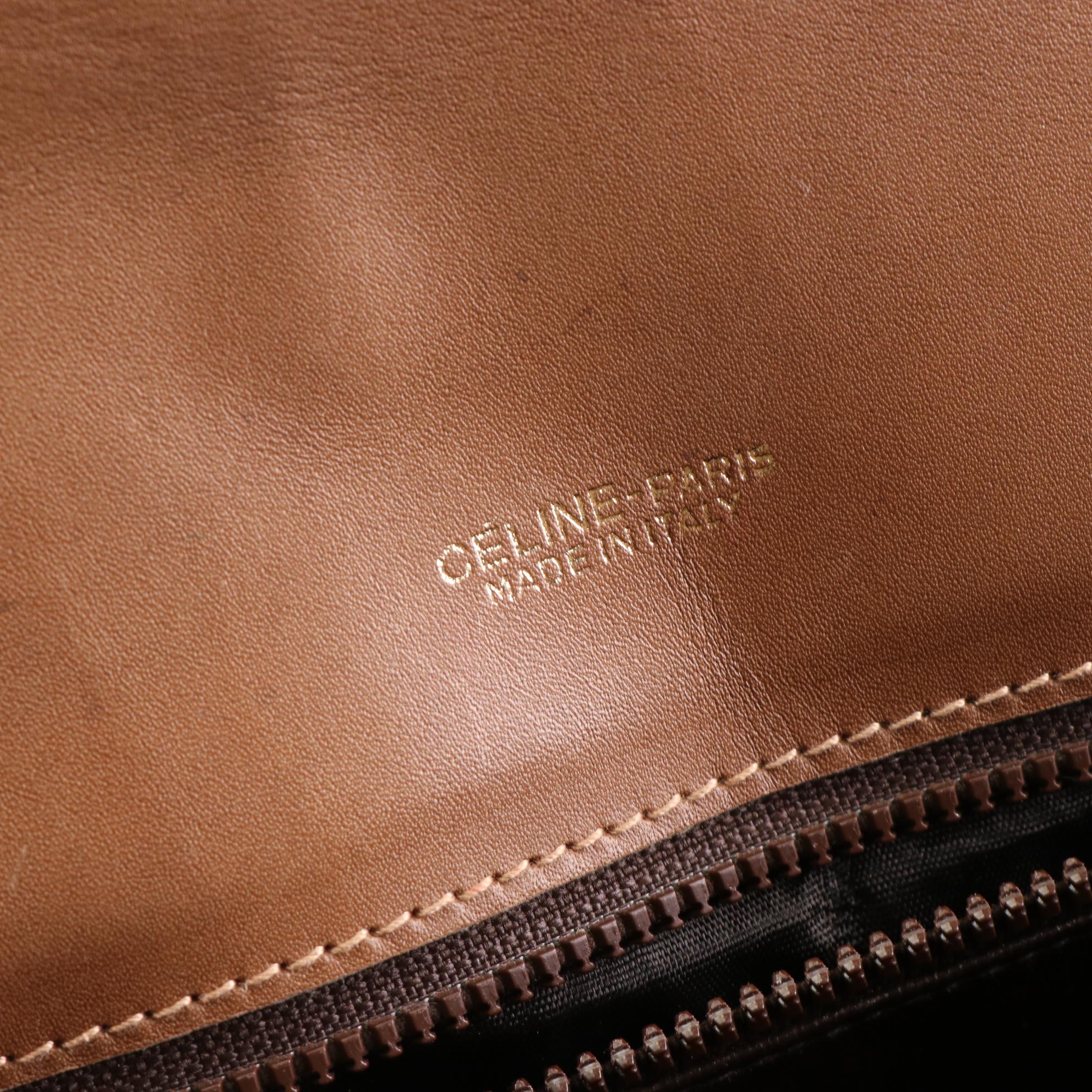 Céline Shoulder Bag in Carriage Monogram C Canvas and Brown Leather Trim