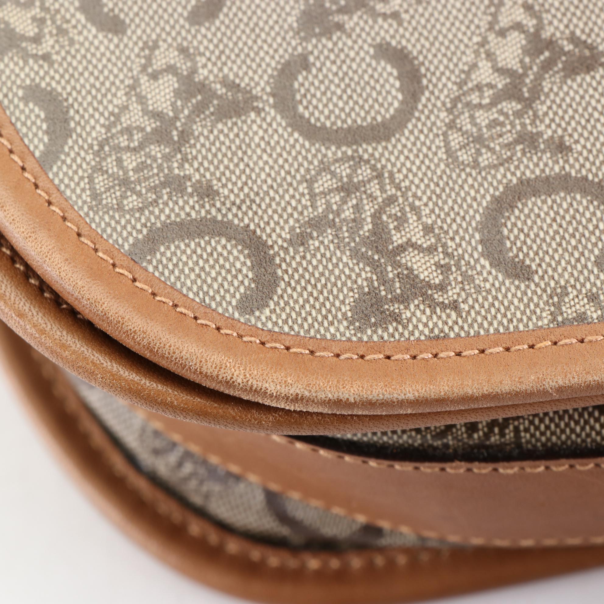 Céline Shoulder Bag in Carriage Monogram C Canvas and Brown Leather Trim