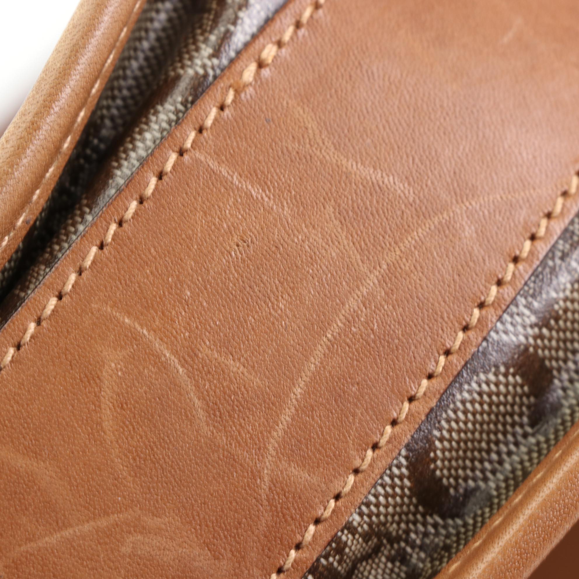 Céline Shoulder Bag in Carriage Monogram C Canvas and Brown Leather Trim