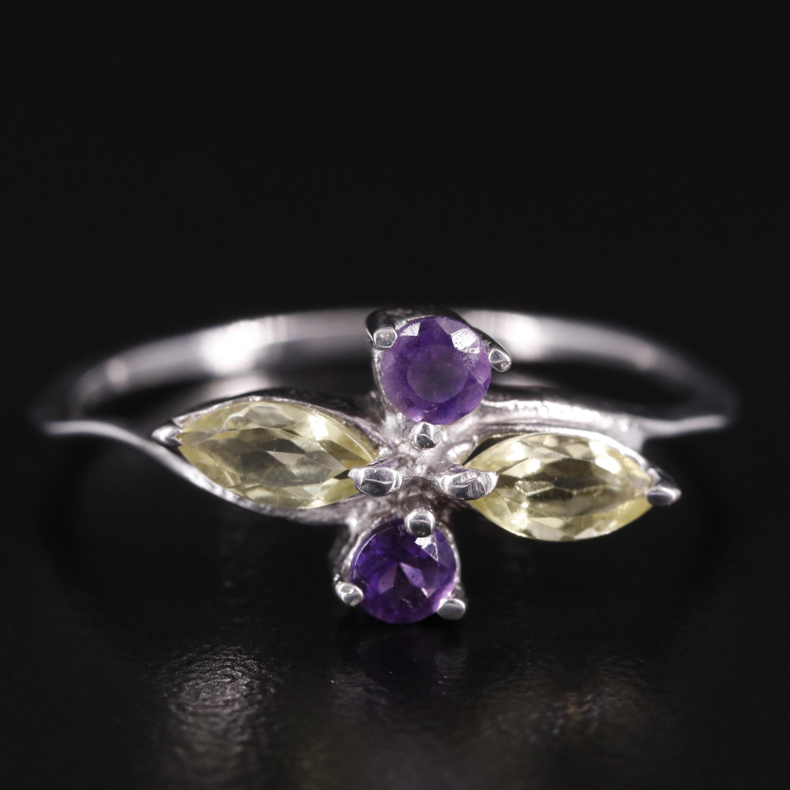 Sterling Citrine and Amethyst Ring
