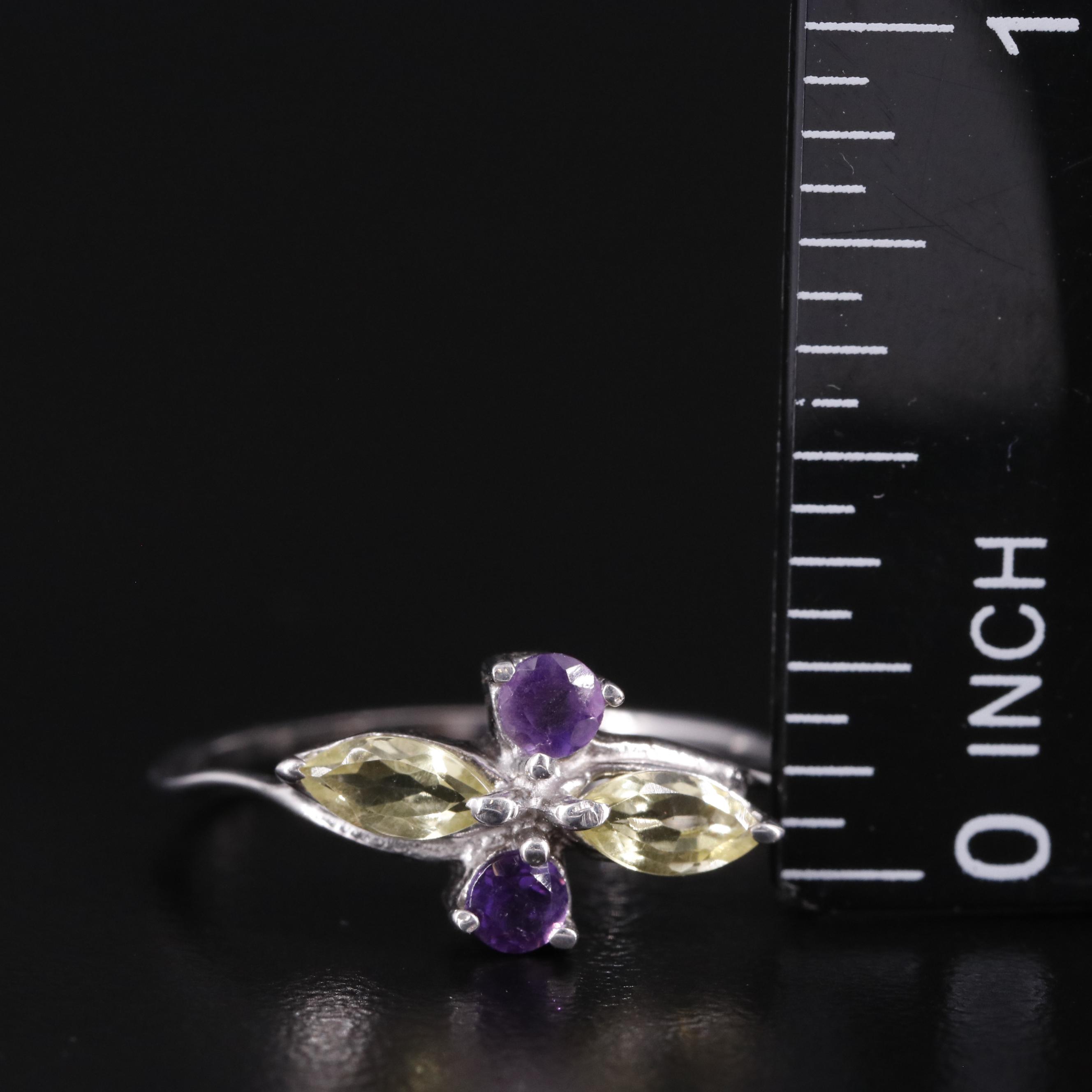 Sterling Citrine and Amethyst Ring