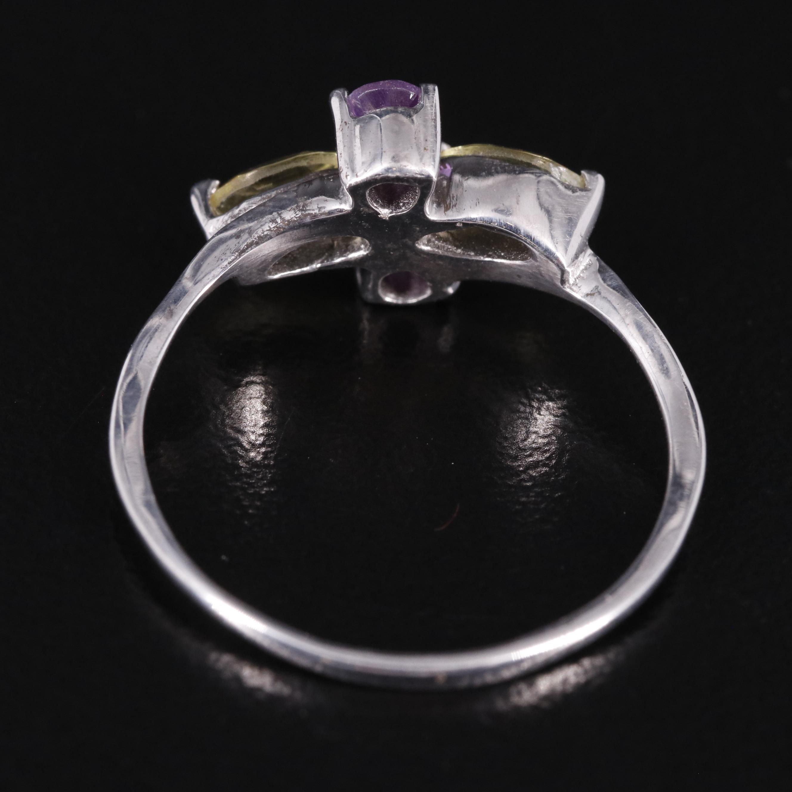 Sterling Citrine and Amethyst Ring