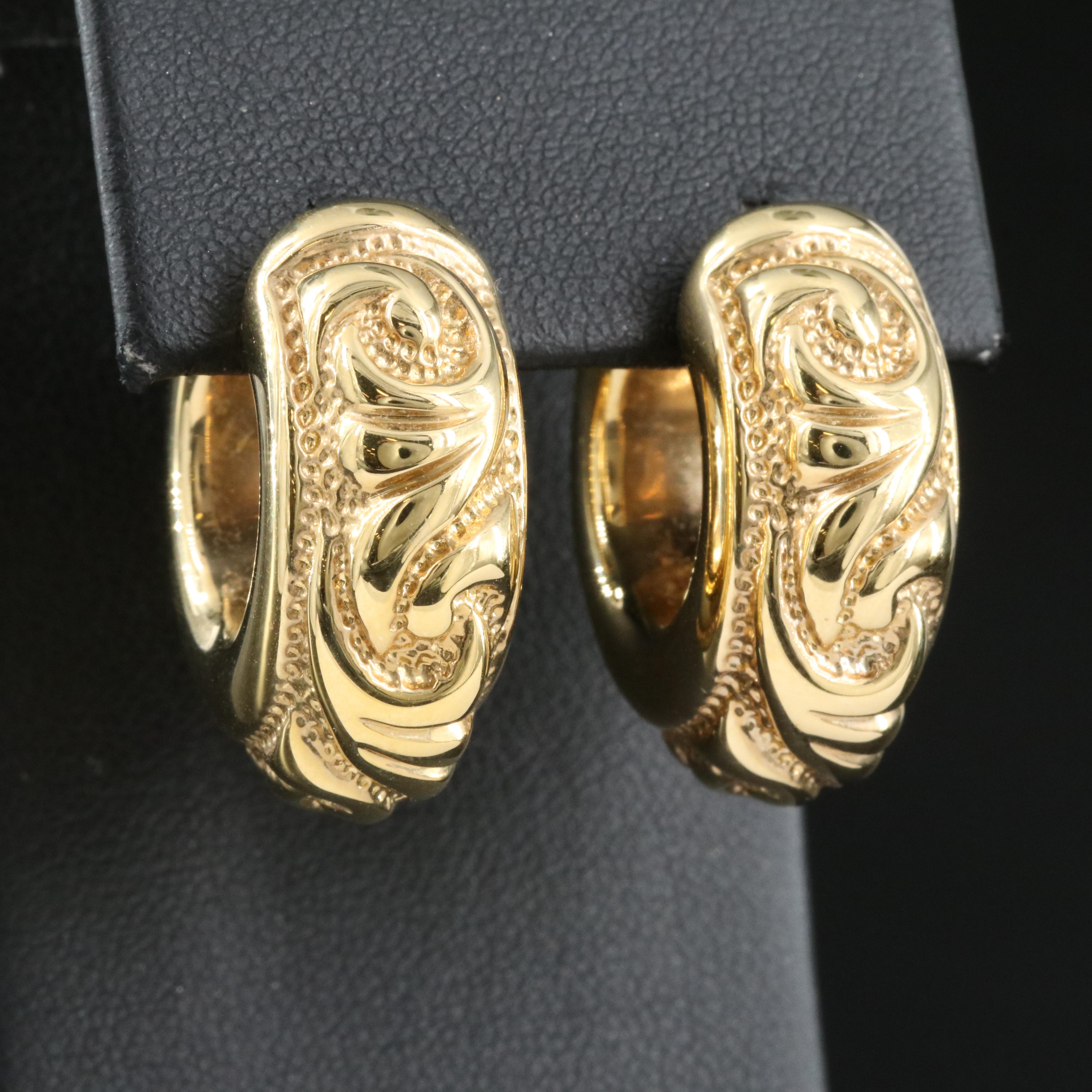 18K Patterned Hoop Earrings