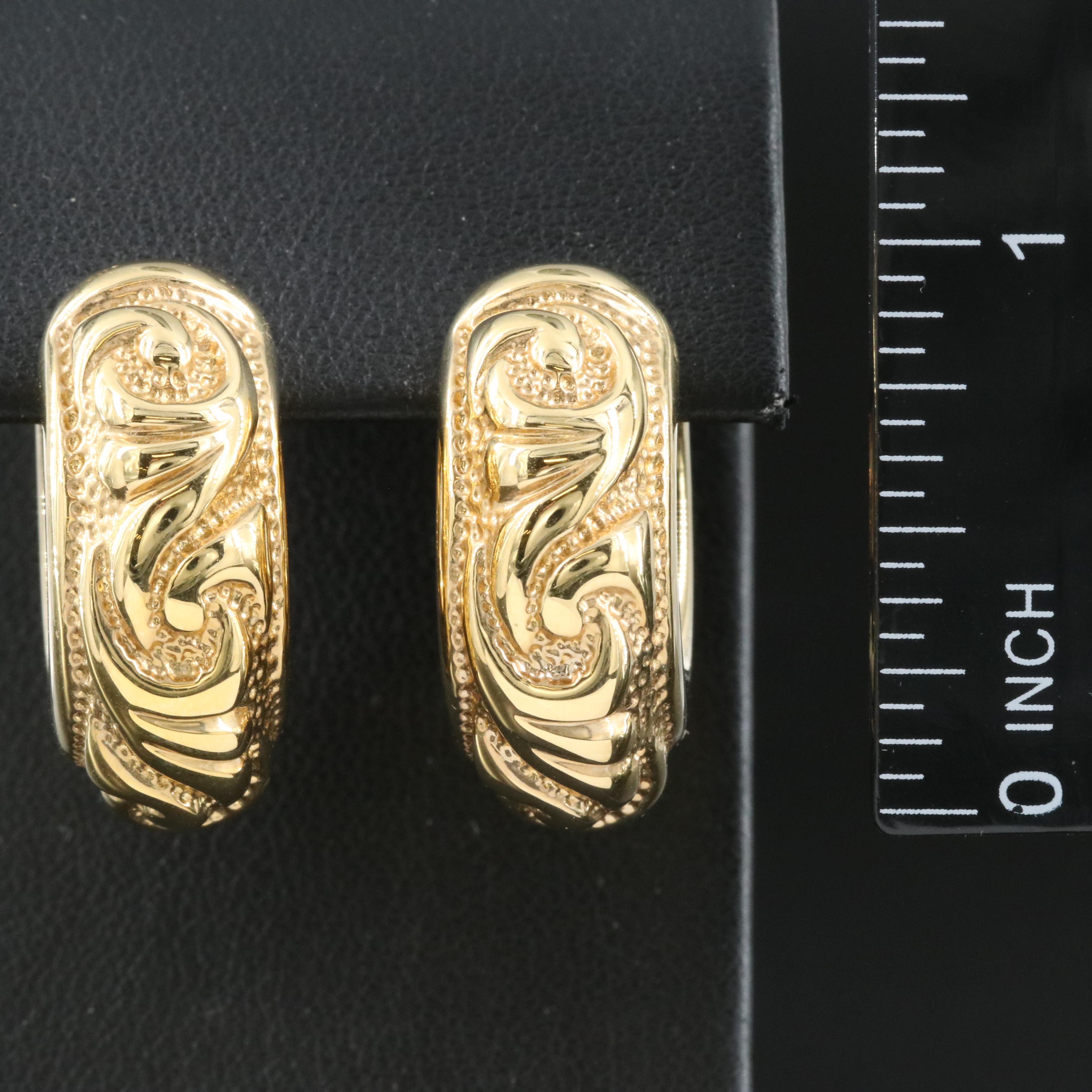 18K Patterned Hoop Earrings