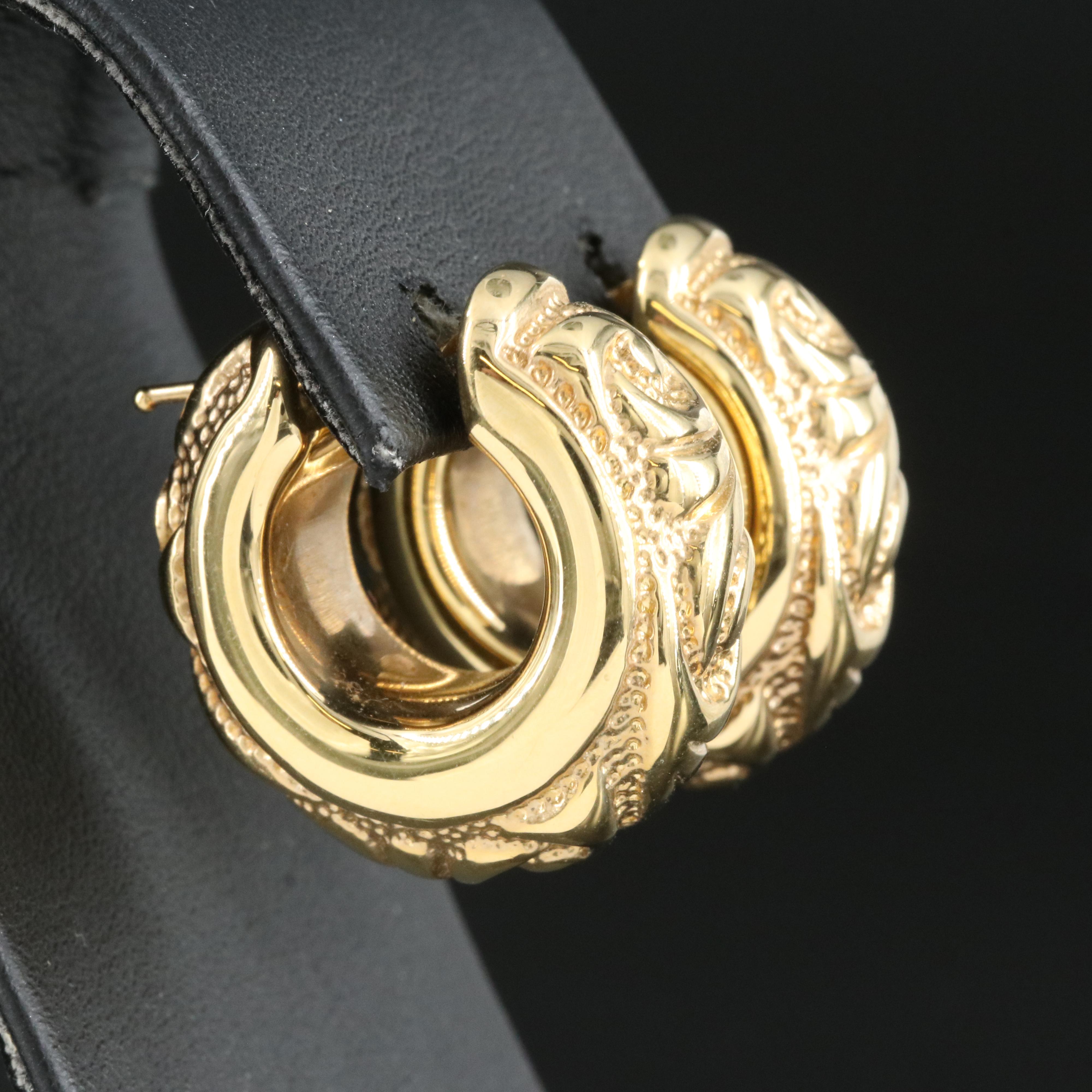 18K Patterned Hoop Earrings