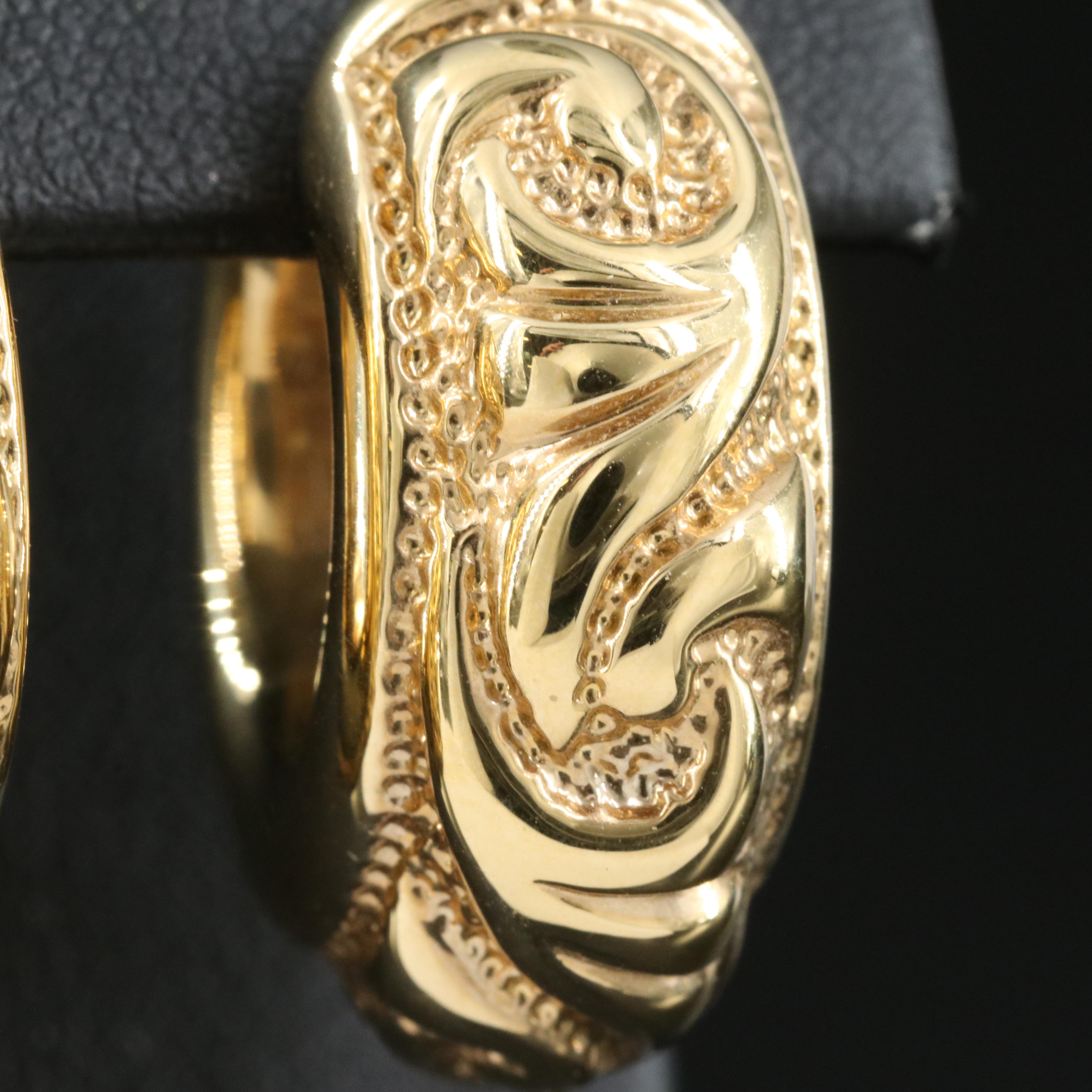 18K Patterned Hoop Earrings