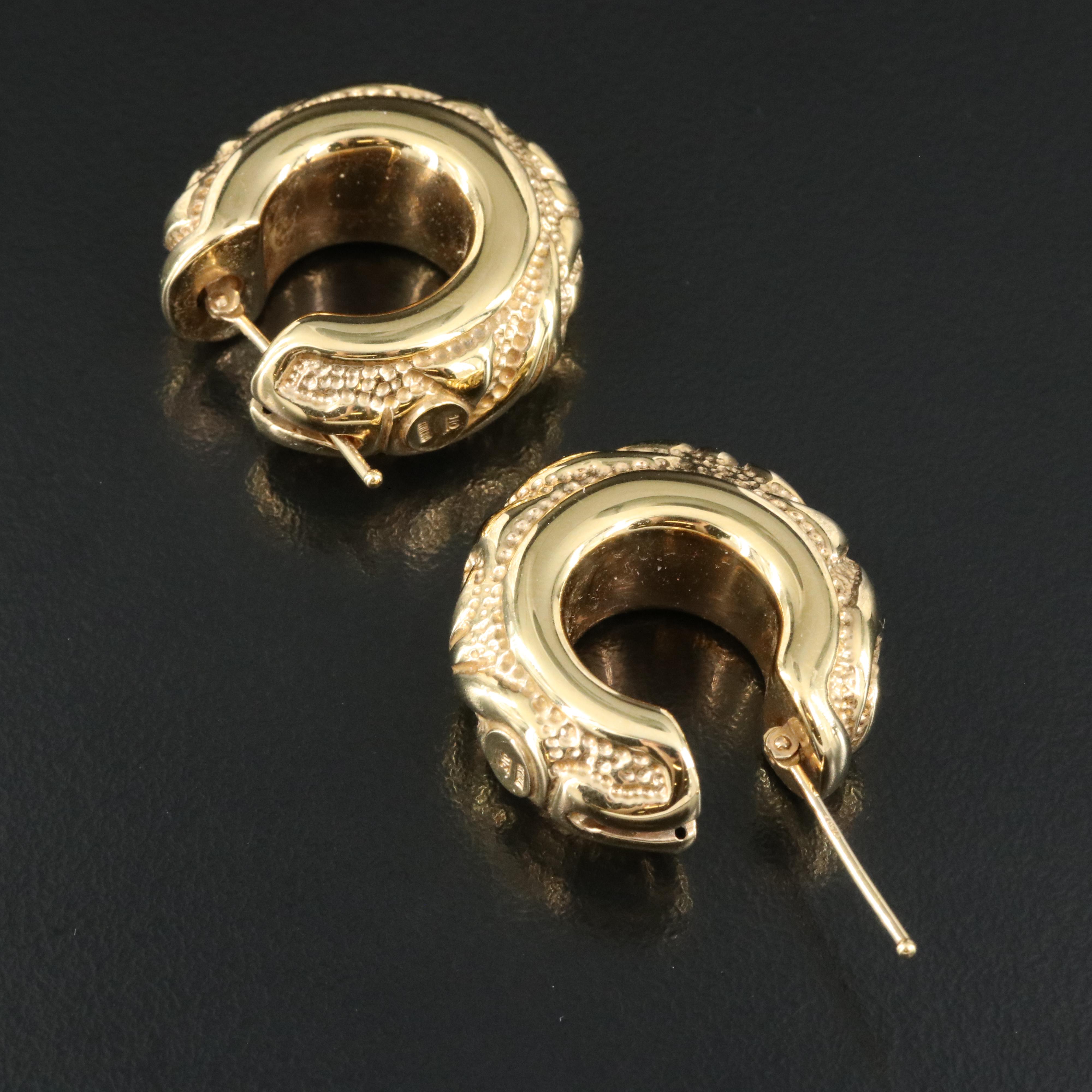 18K Patterned Hoop Earrings