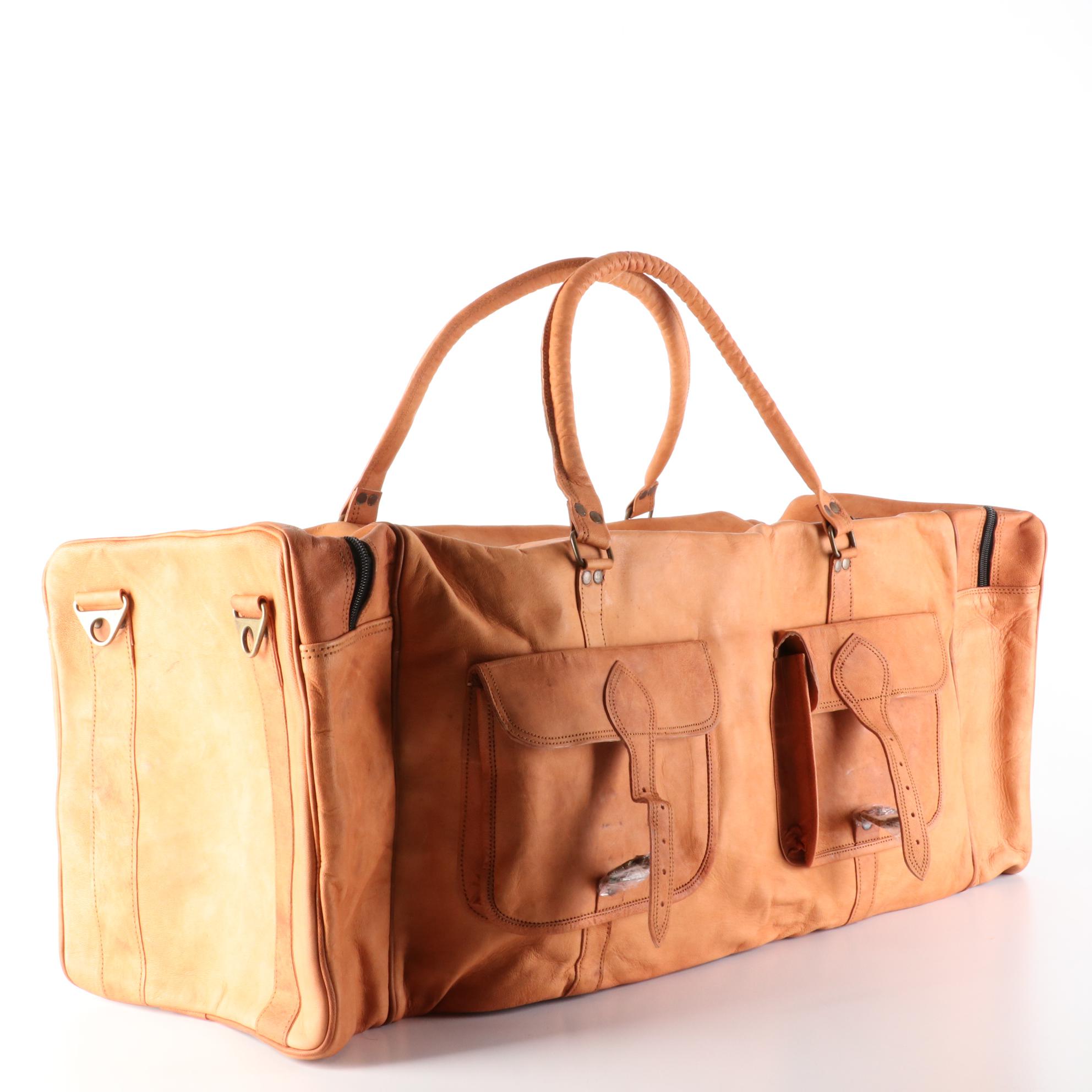 Komal's Passion Leather 32" Duffle Bag in Naturally Tanned Goatskin Leather