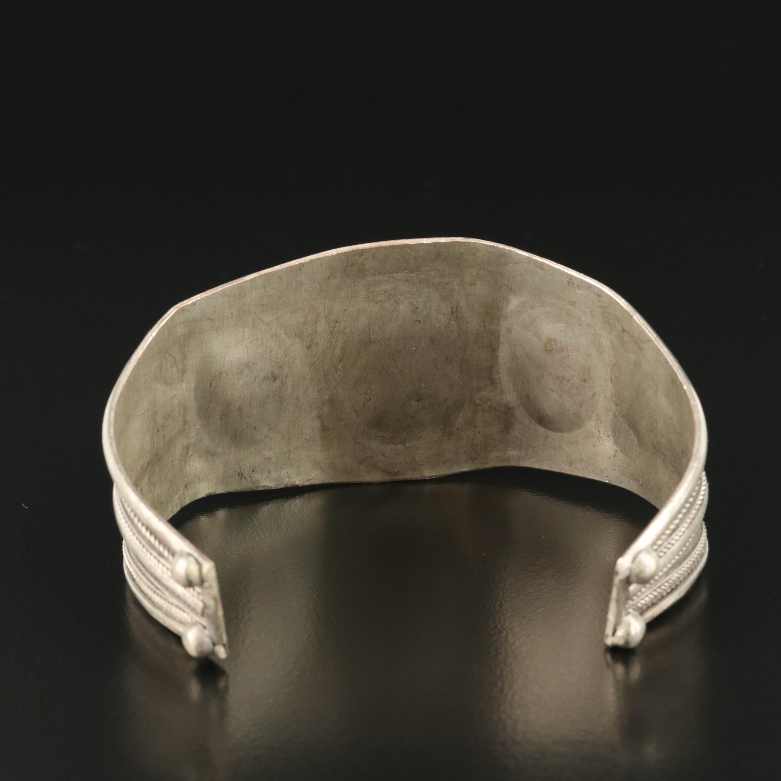 Turquoise Cuff with Rope Trimming