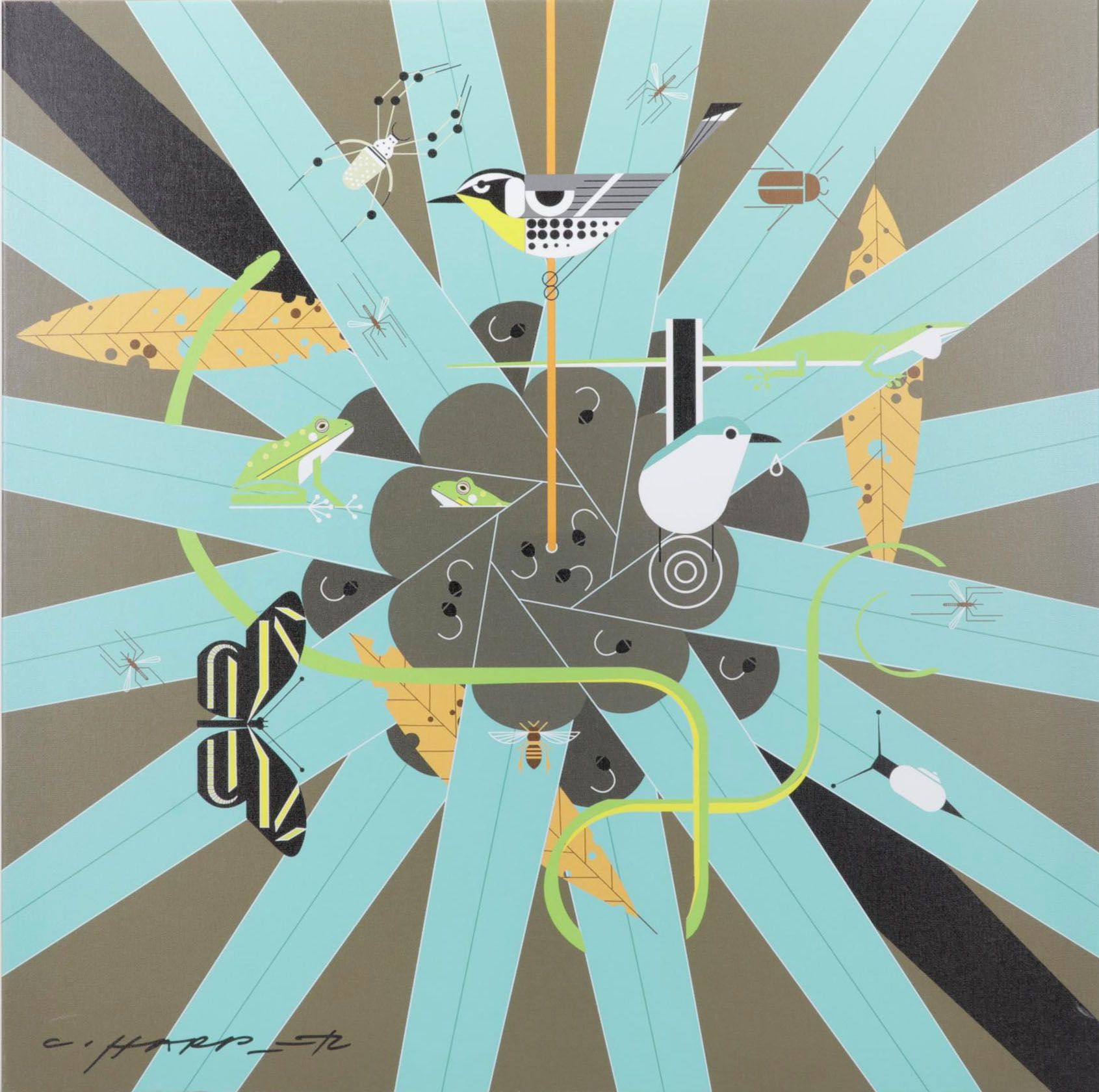 Giclée After Charley Harper "Everglades Eden," 21st Century