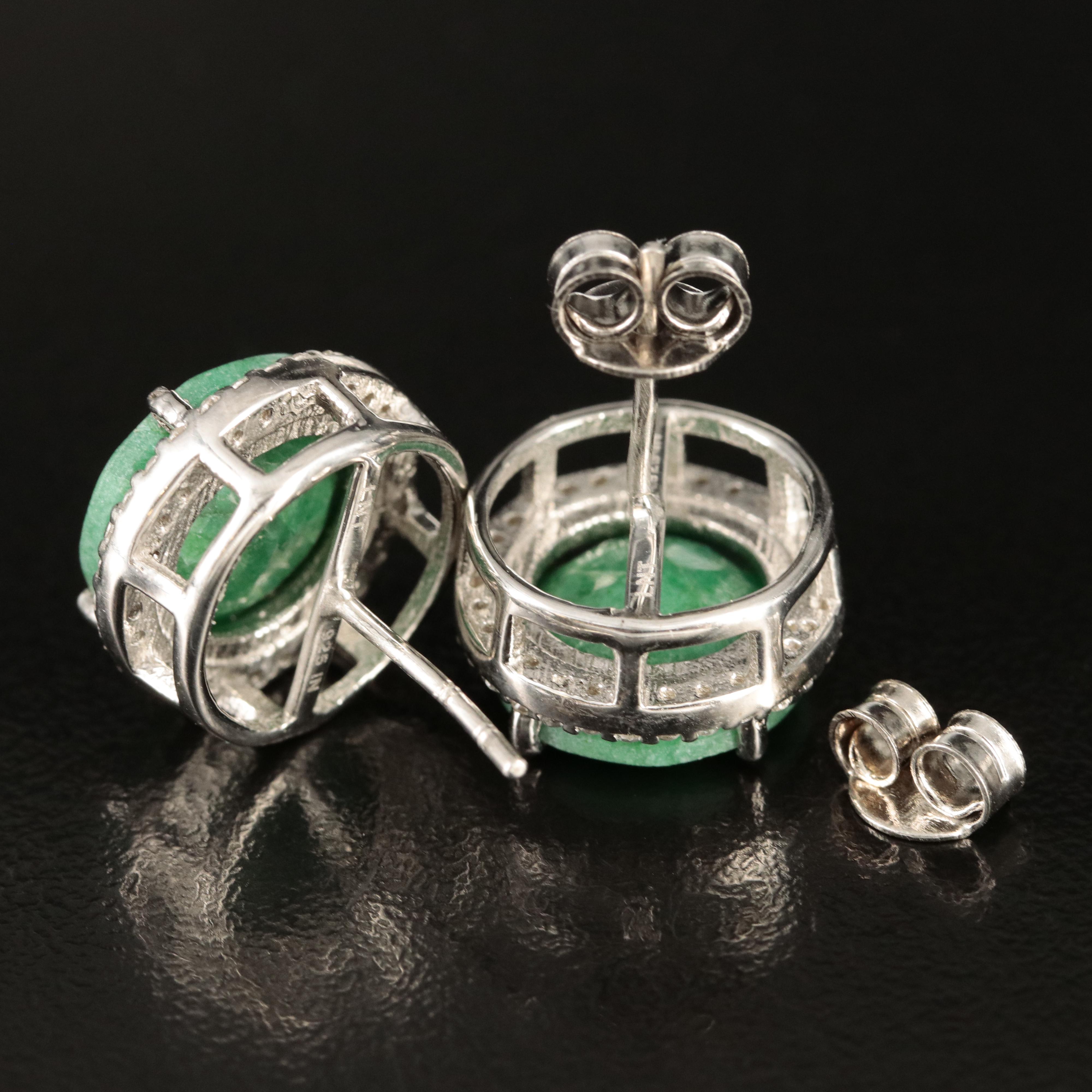 Sterling Beryl and Topaz Button Earrings