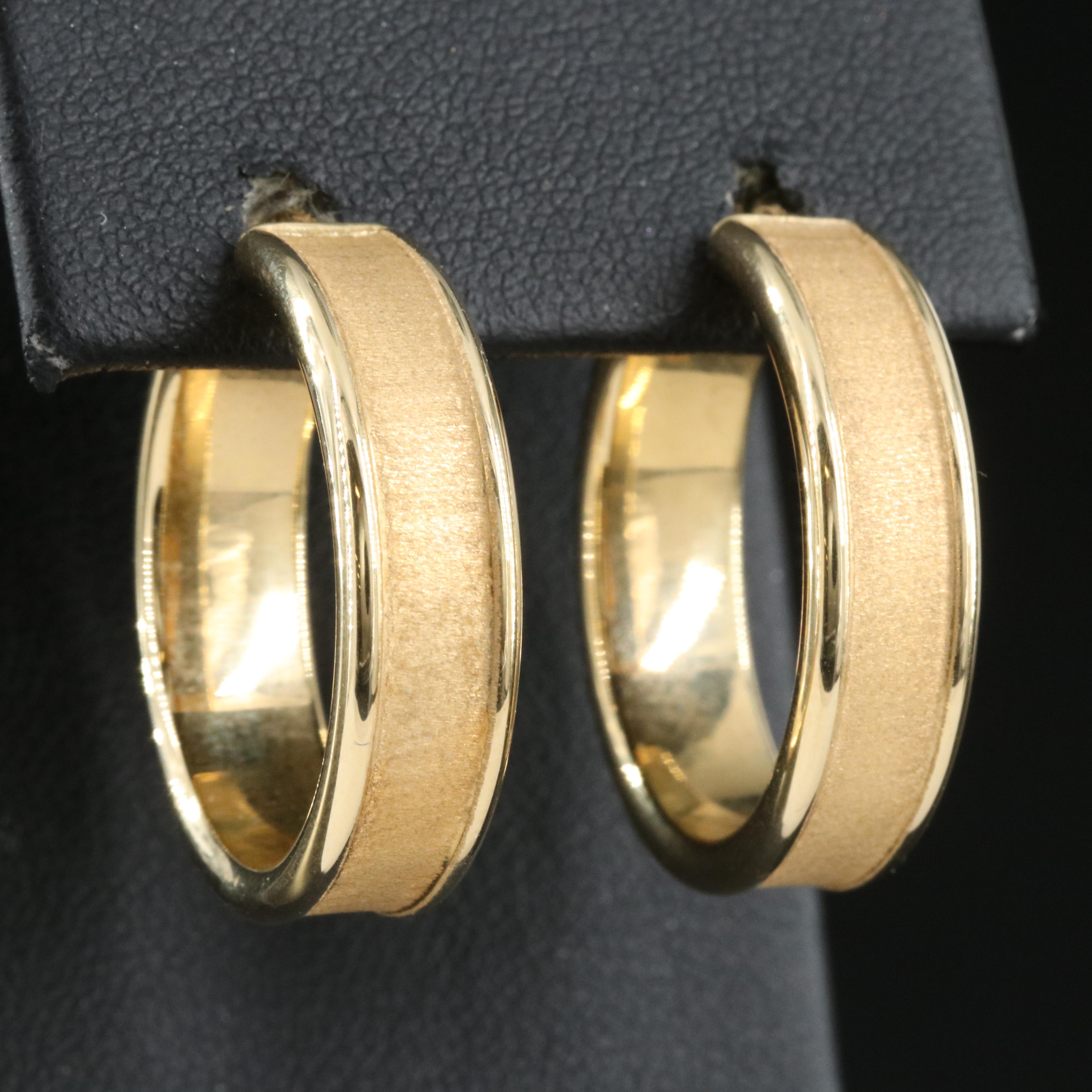 Italian Milor 18K Brushed Hoop Earrings