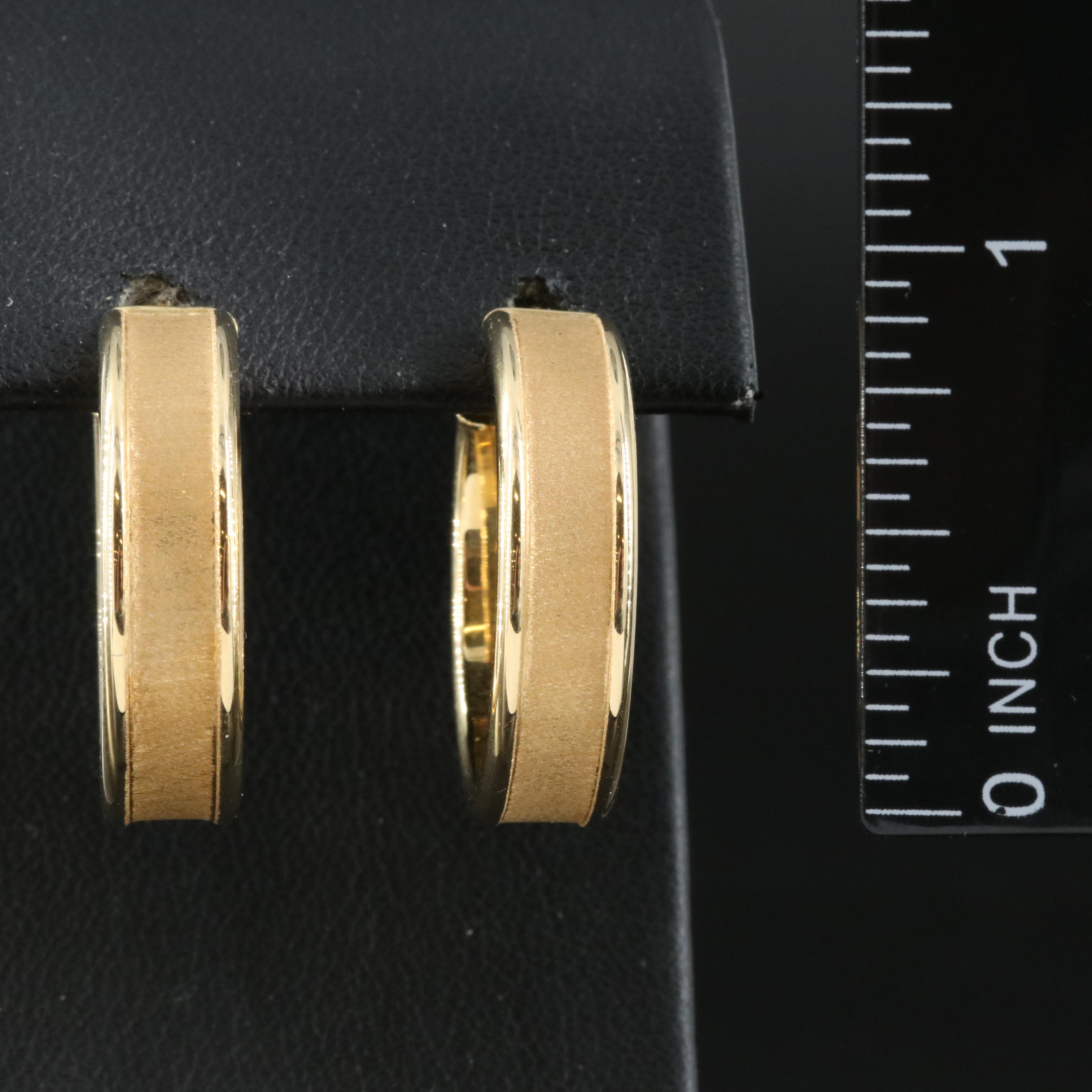 Italian Milor 18K Brushed Hoop Earrings