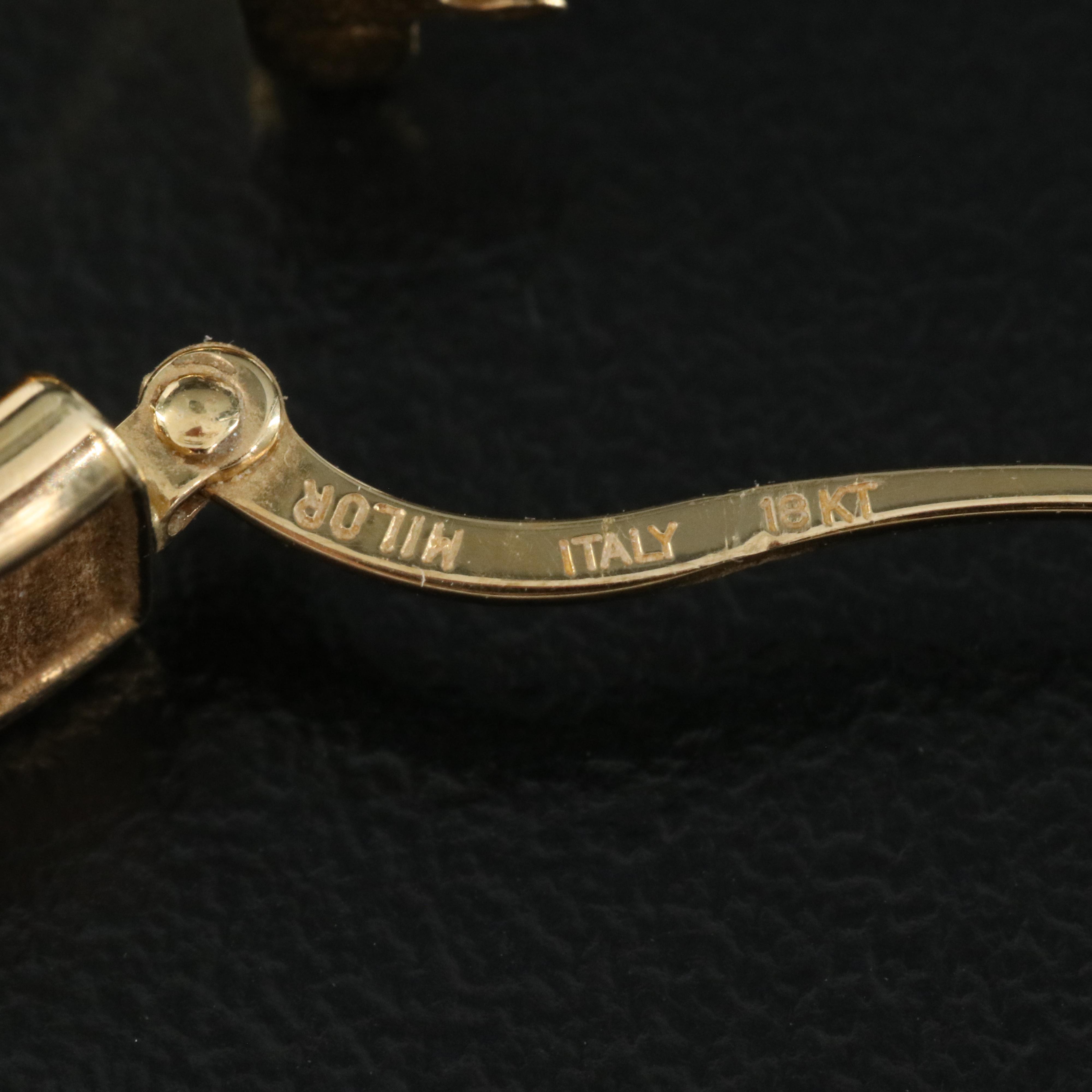 Italian Milor 18K Brushed Hoop Earrings