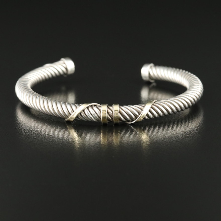 Sterling Cuff with 14K Accent