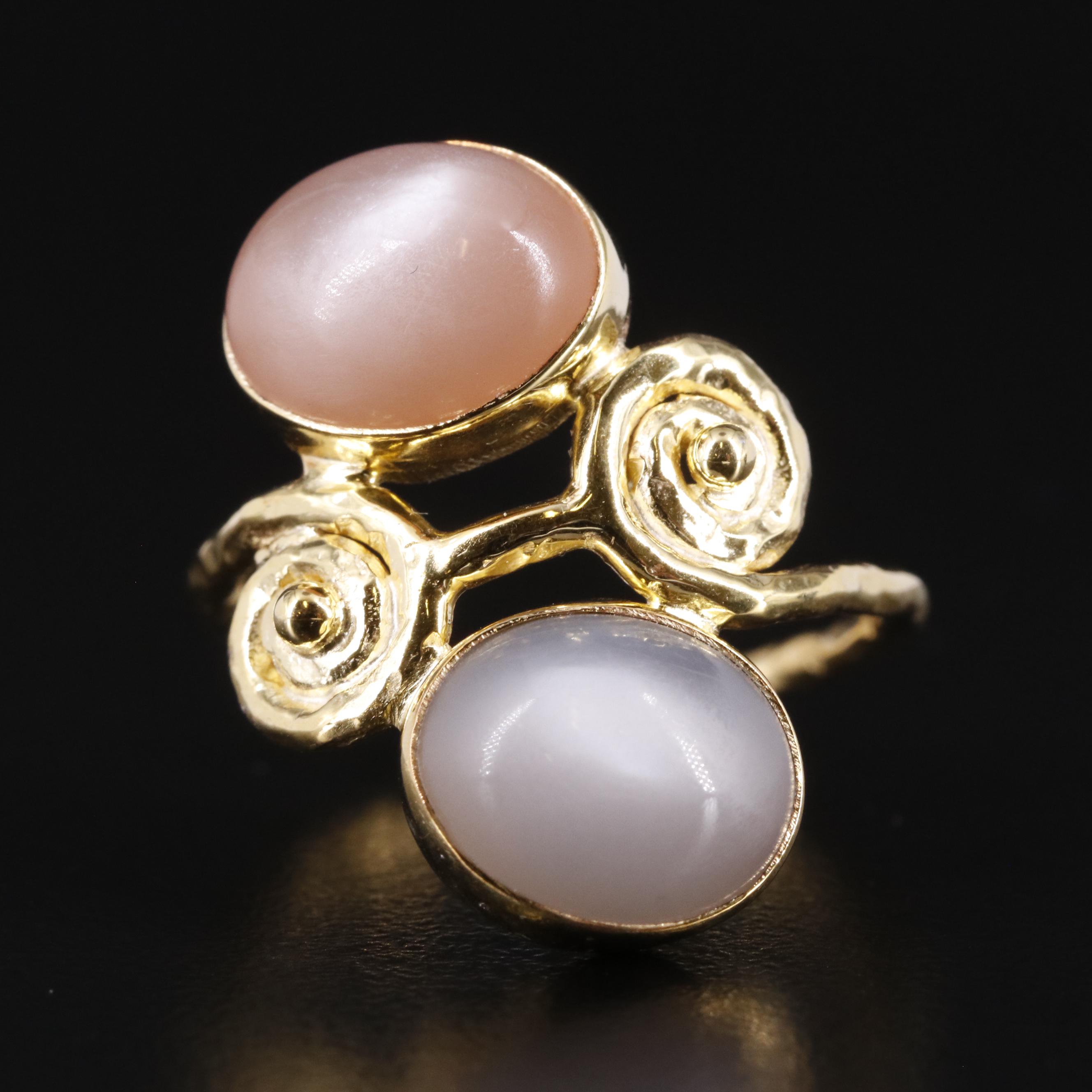 Sterling Moonstone Toi et Moi Ring