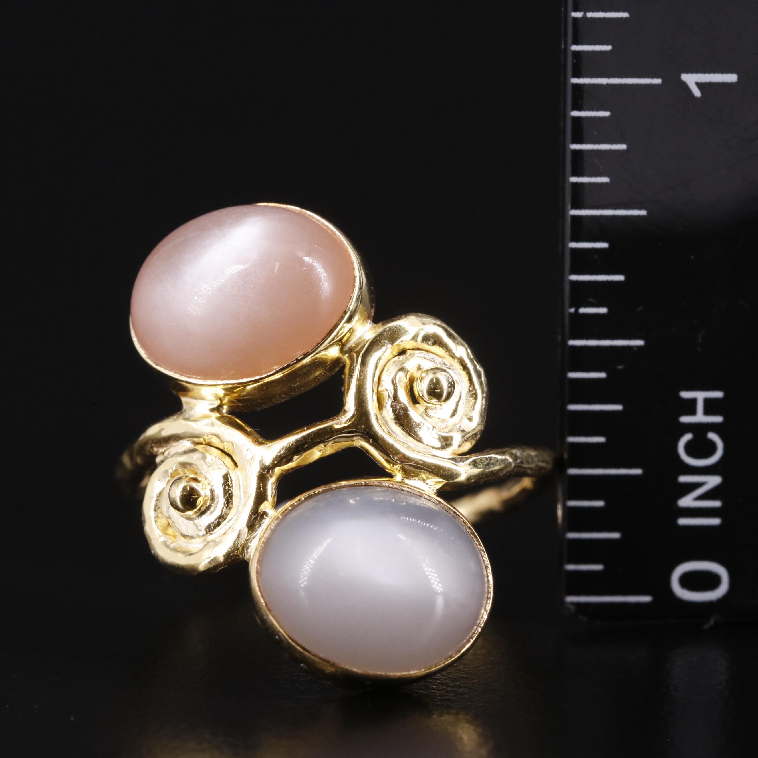 Sterling Moonstone Toi et Moi Ring