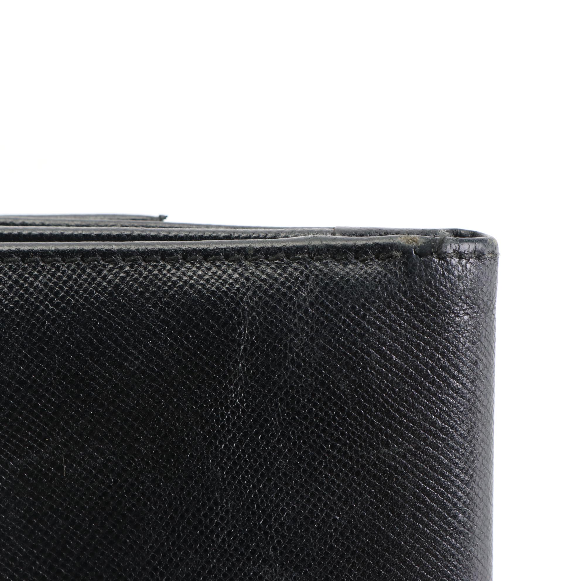 Salvatore Ferragamo Gancini Long Wallet in Black Textured Leather