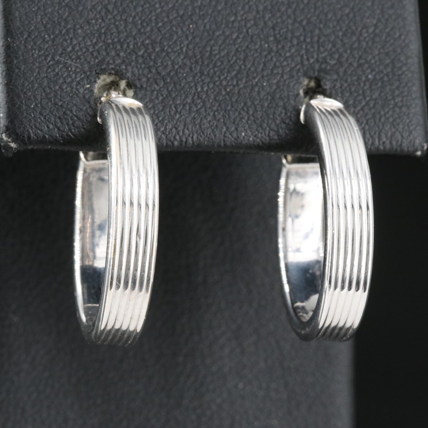 Italian 18K Fluted Hoop Earrings