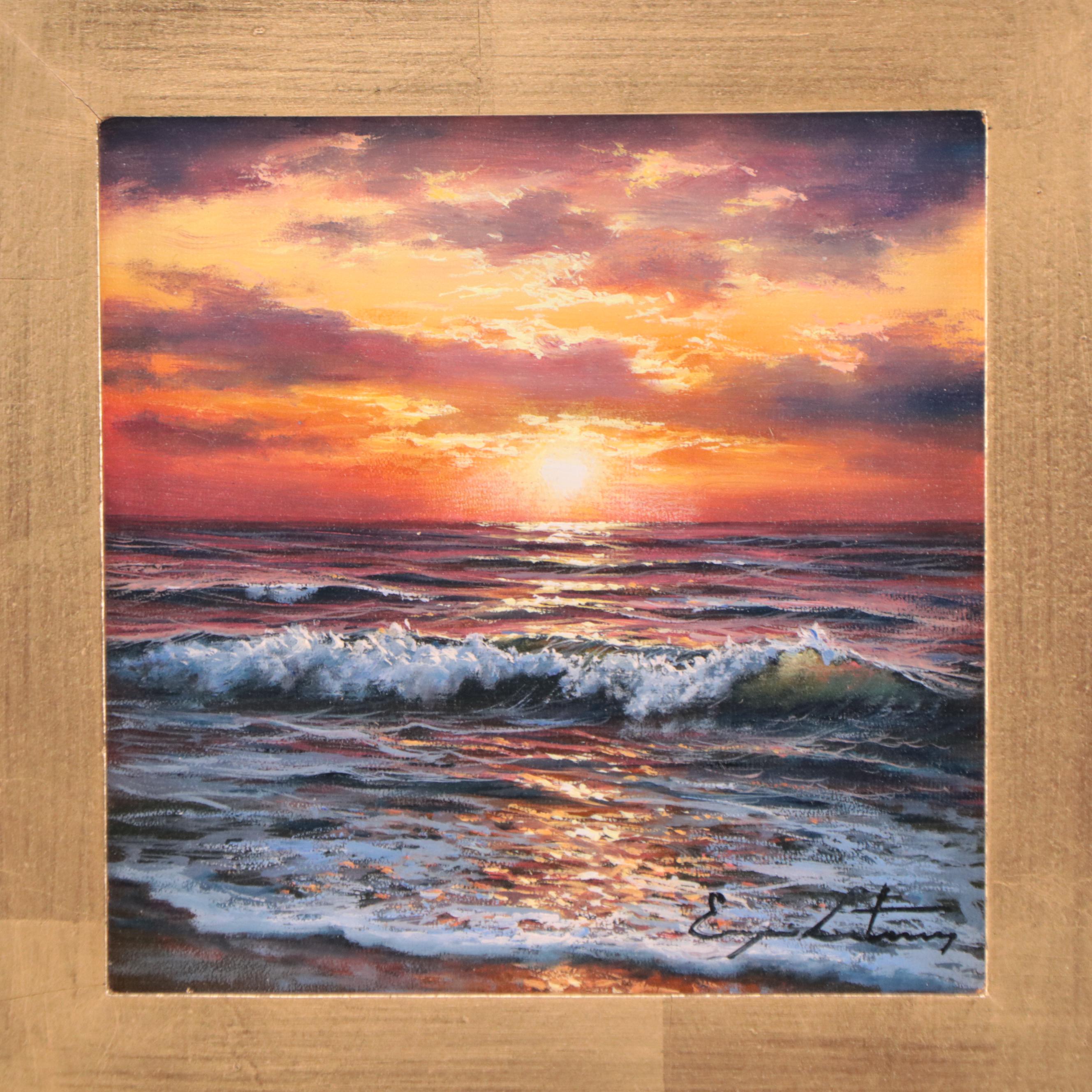 Jevgenijus Litvinas Oil Painting "Clouds Over the Ocean," 2023