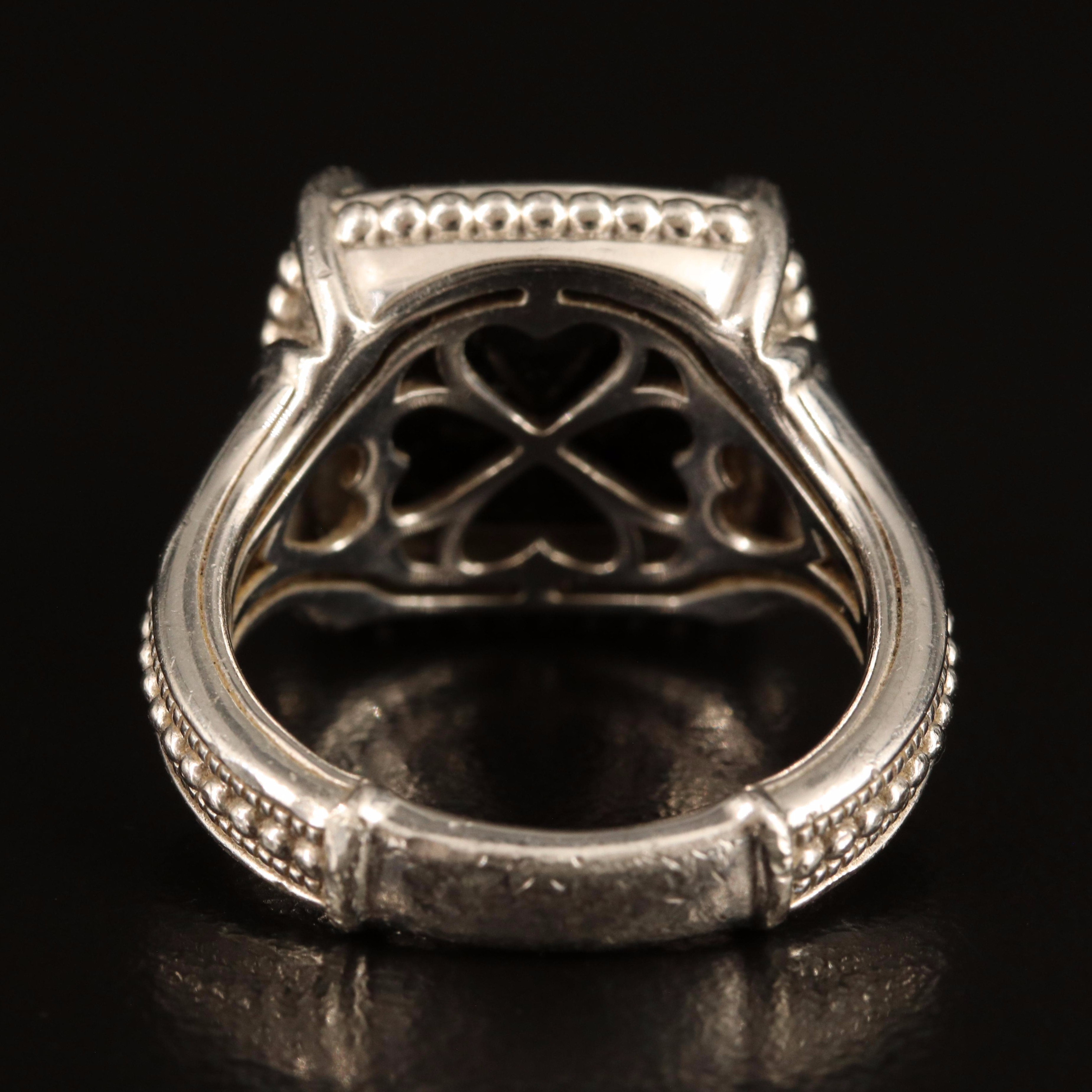 Sterling Black Onyx Ring with Millgrain and Bead Accents