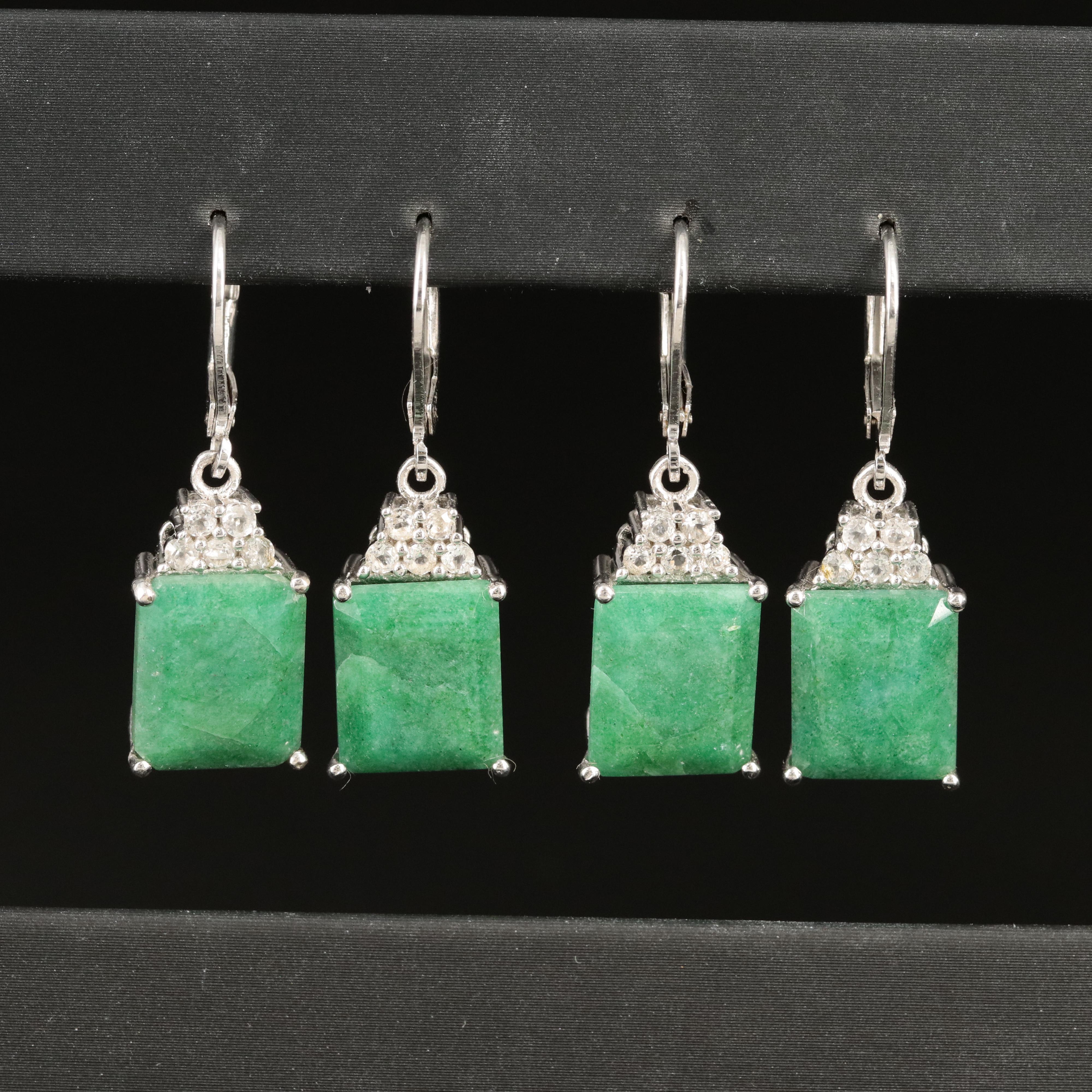 Sterling Beryl and White Topaz Earrings