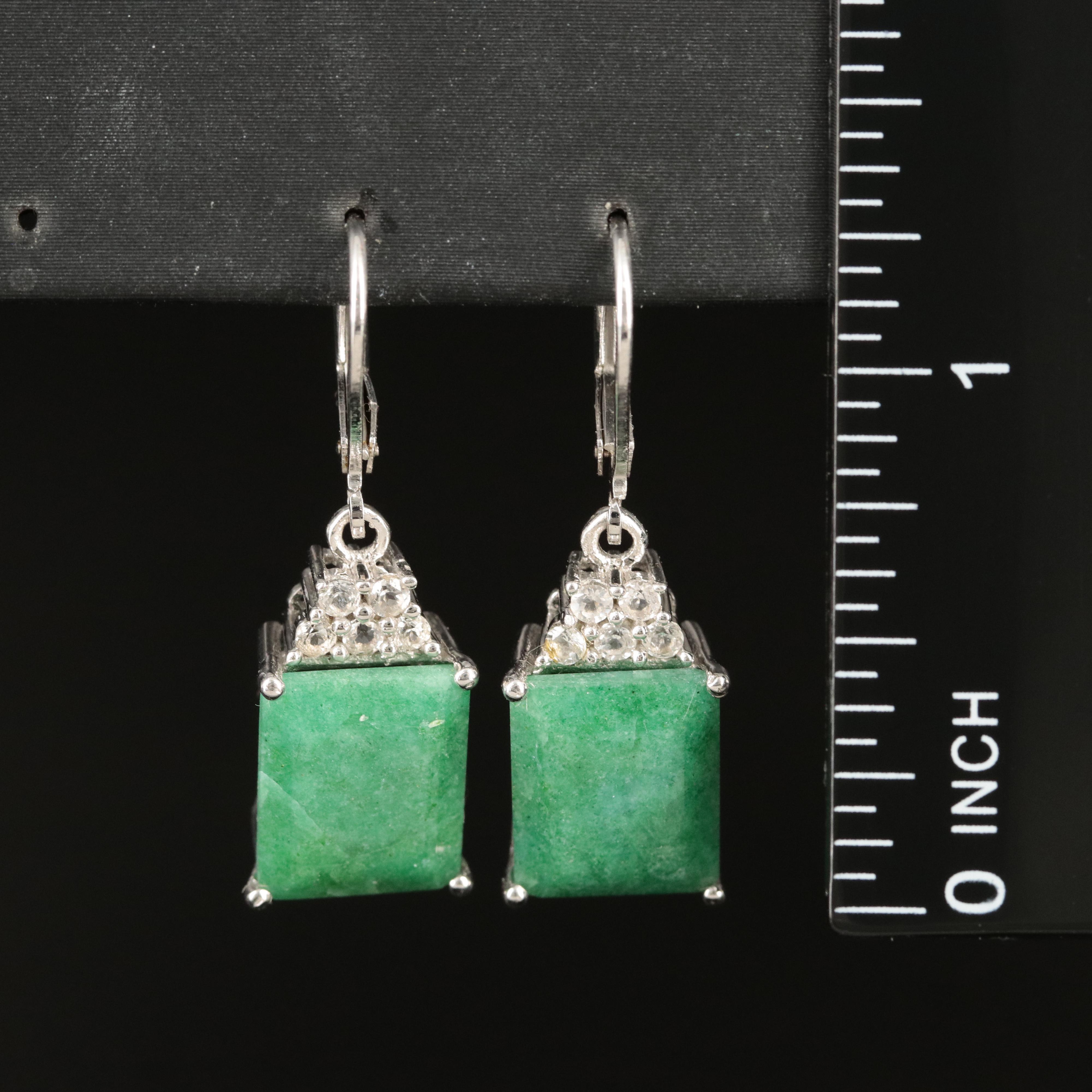 Sterling Beryl and White Topaz Earrings