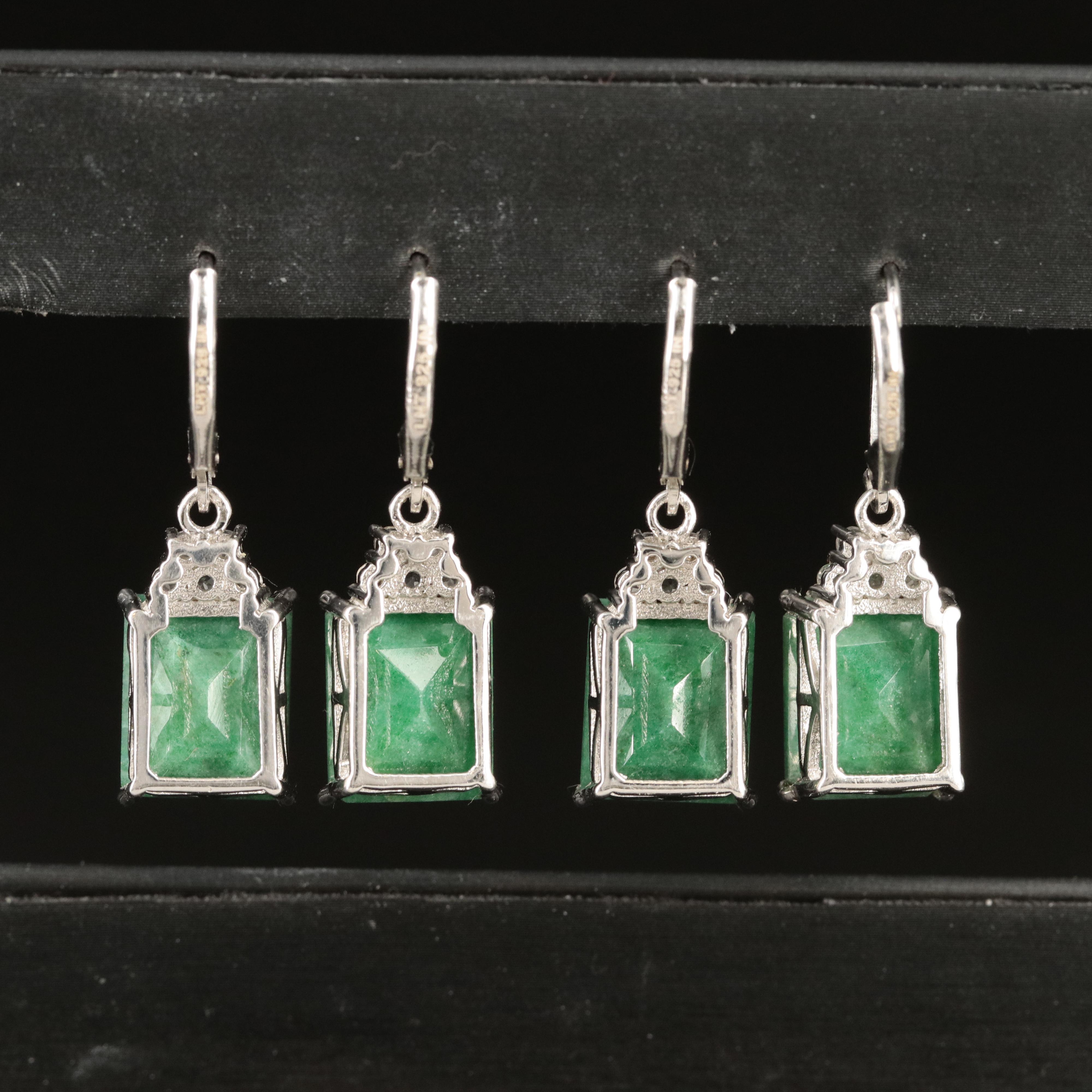 Sterling Beryl and White Topaz Earrings